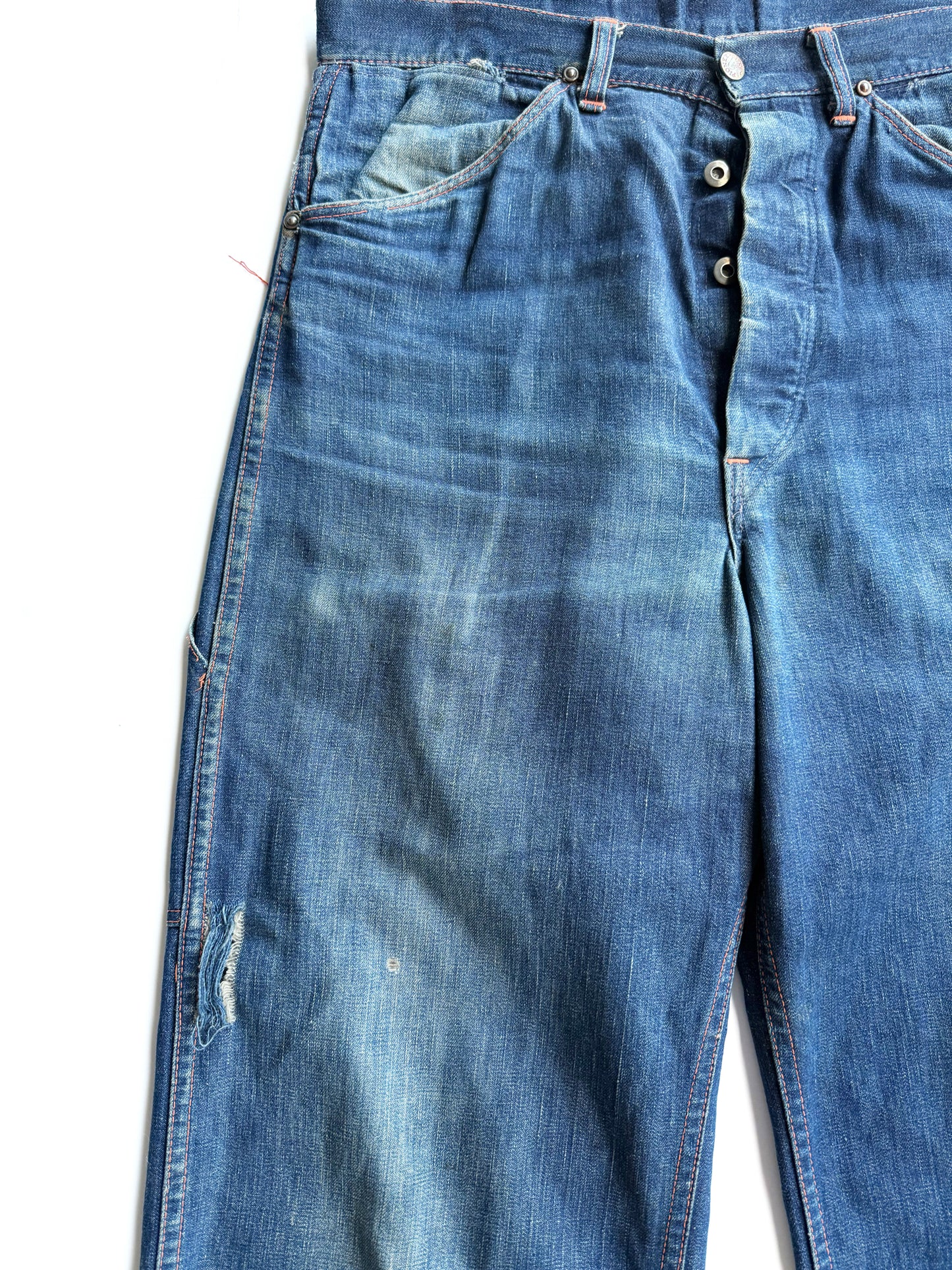 1940s/1950s ‘Pioneer’ Donut Button Dark Denim Jeans (32)