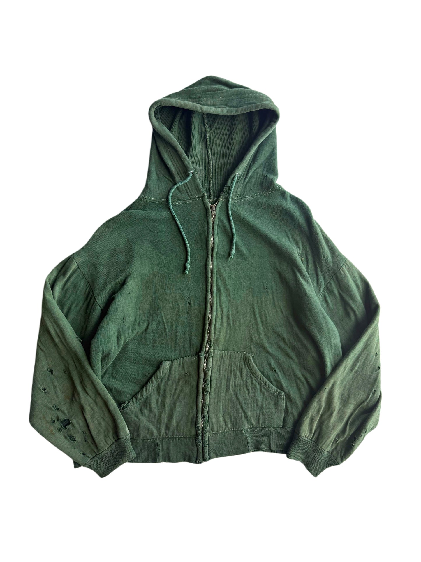 1950s Forest Green Distressed Zip Up Jacket (M/L)