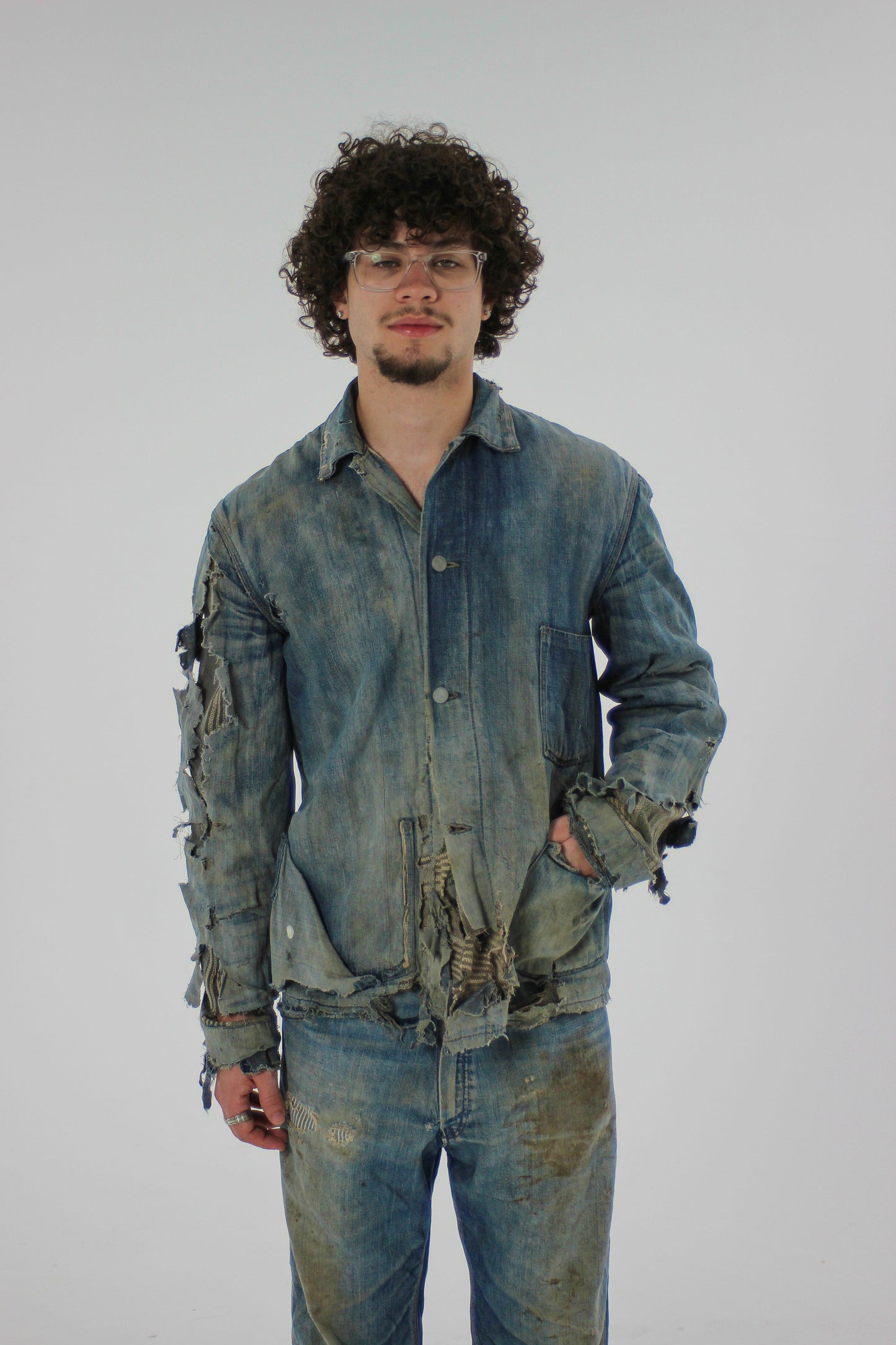 1930s Distressed Denim Chore Jacket (M/L)