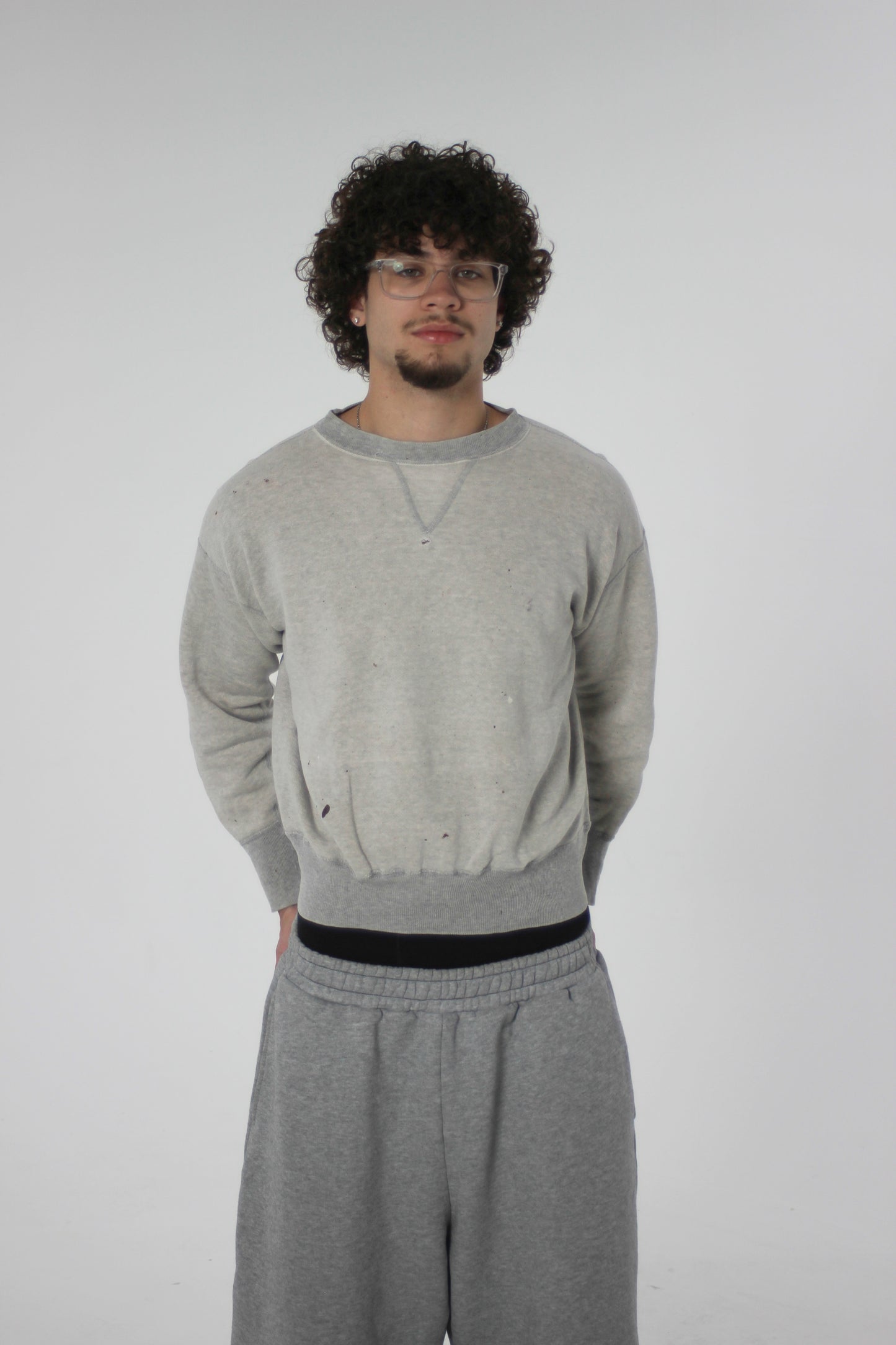 1950s Two Tone Splatter Paint Single V Sweatshirt