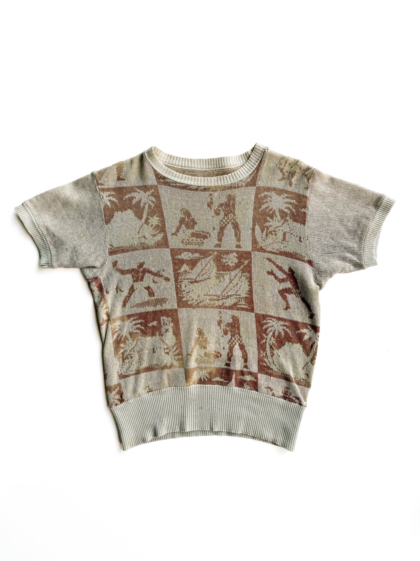 1940s Novelty Cotton Short Sleeve Sweatshirt (S)