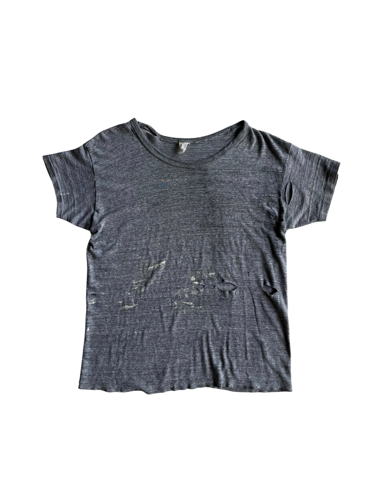 1960s Distressed Essential Heather Grey Tee (S/M)