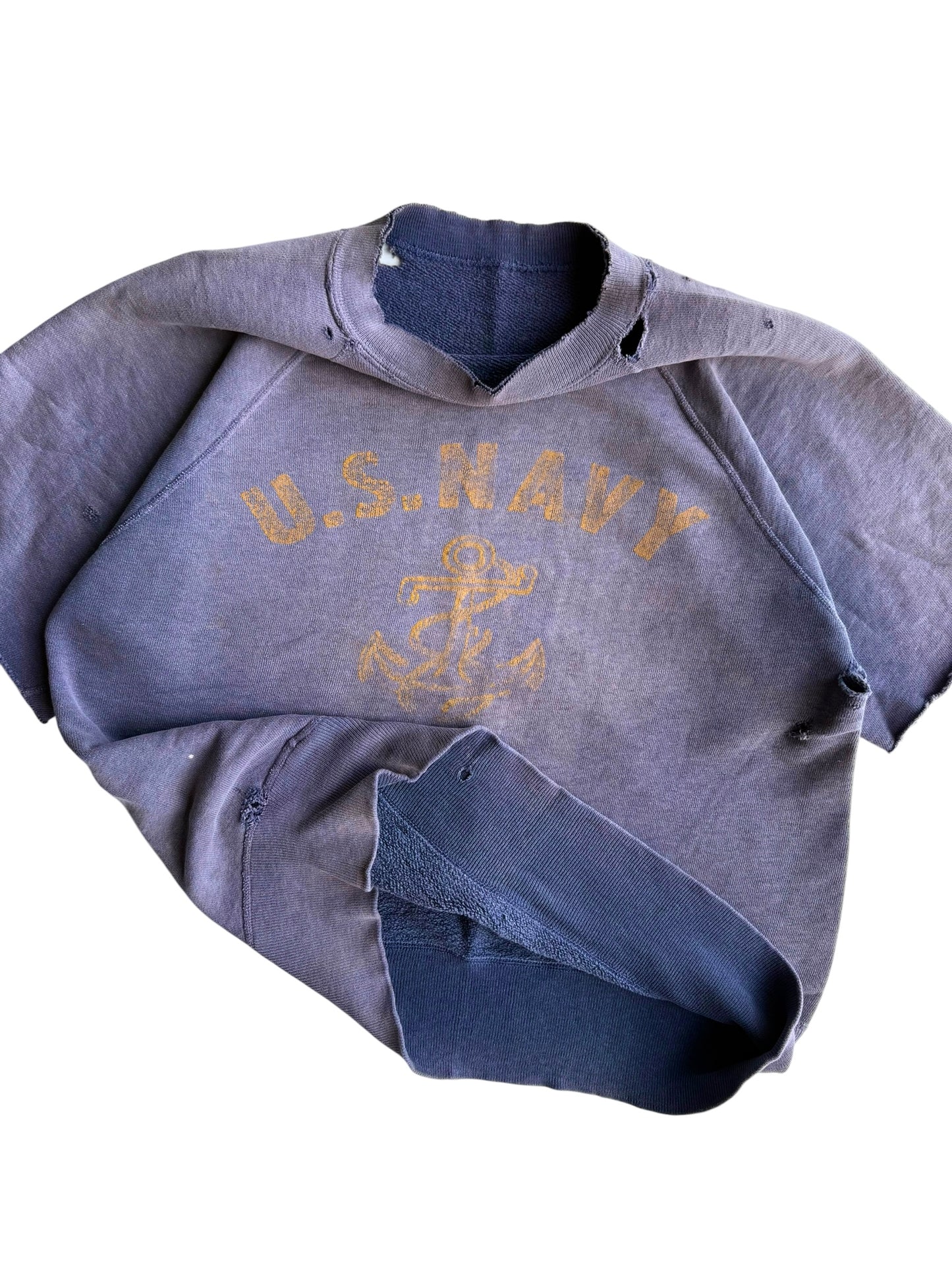 1950s Sun Faded ‘US Navy’ Chopped Sweatshirt (S/M)