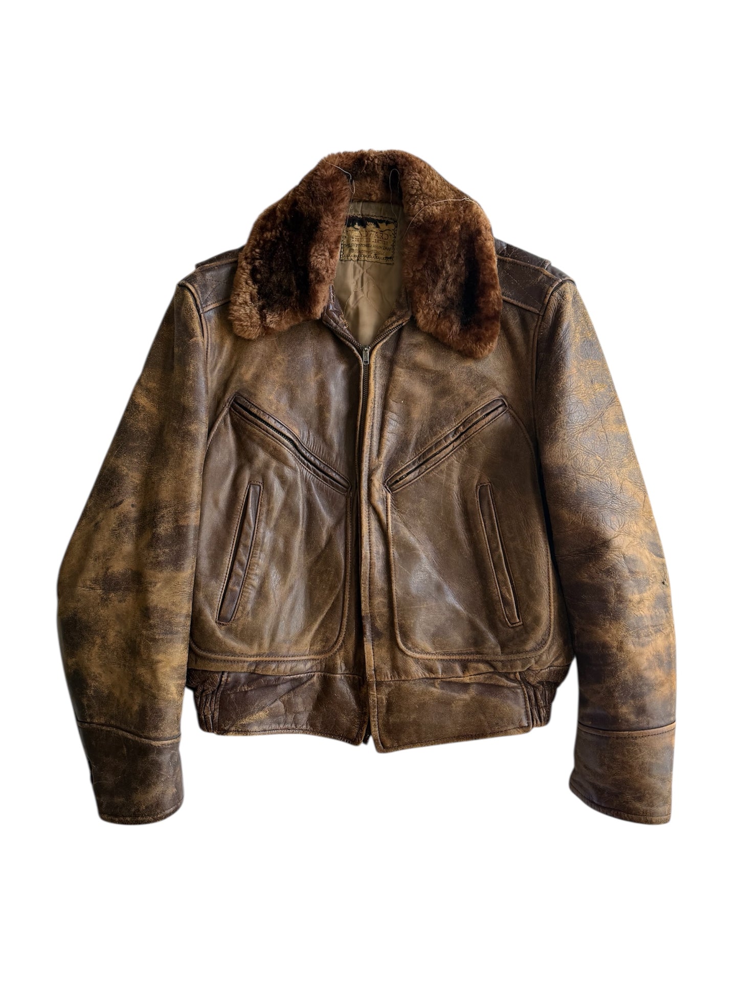 1950s Montgomery Ward Fur Leather Flight Jacket (M/L)