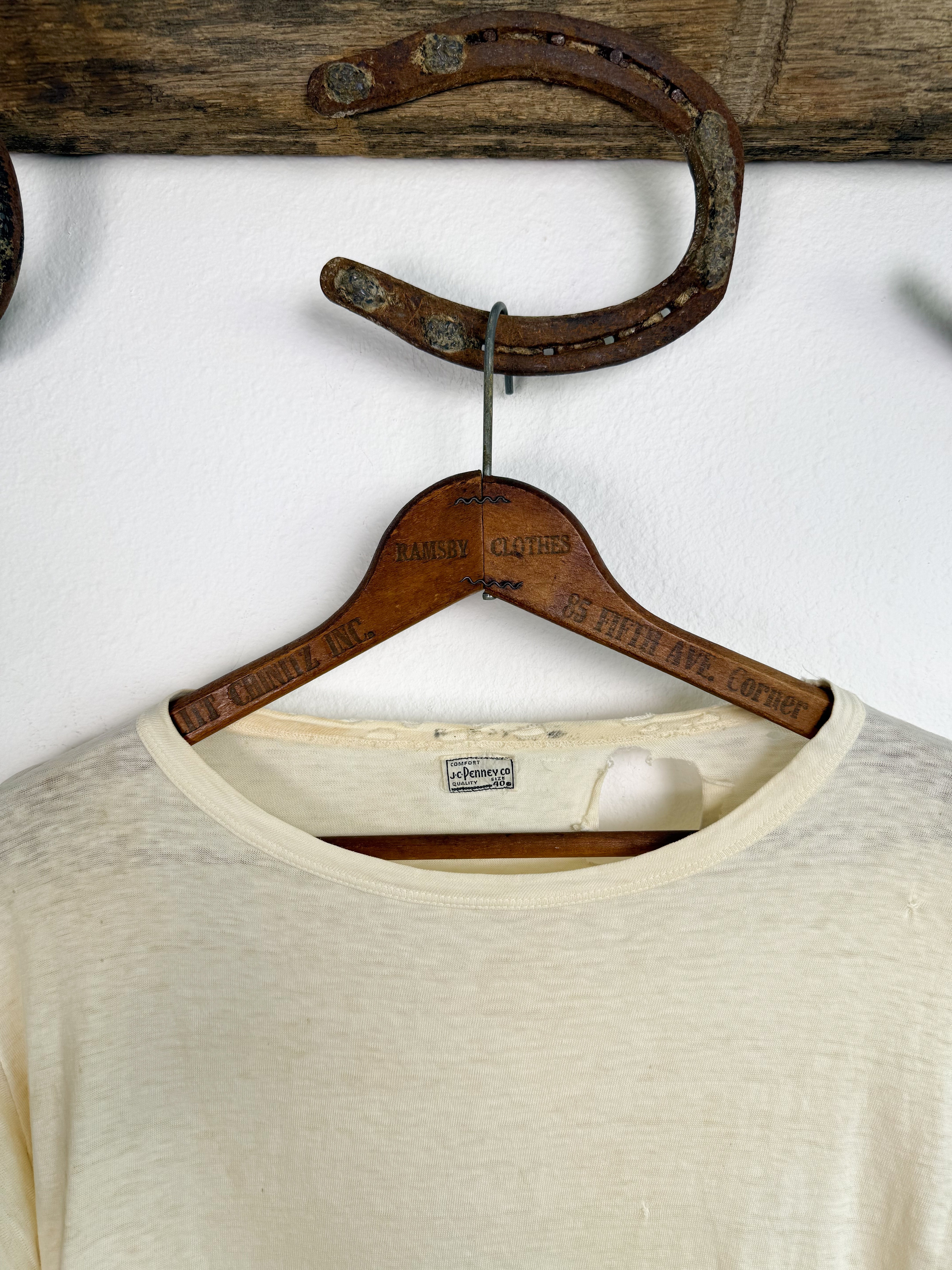 1940s JC Penny Distressed Essential White Tee (S/M)