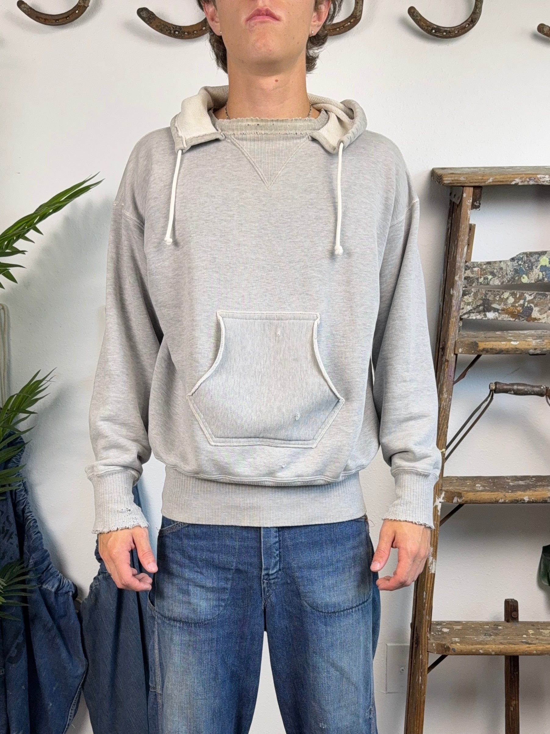 1930s/1940s Ribbed Double V Afterhood Hoodie (XL/XXL)