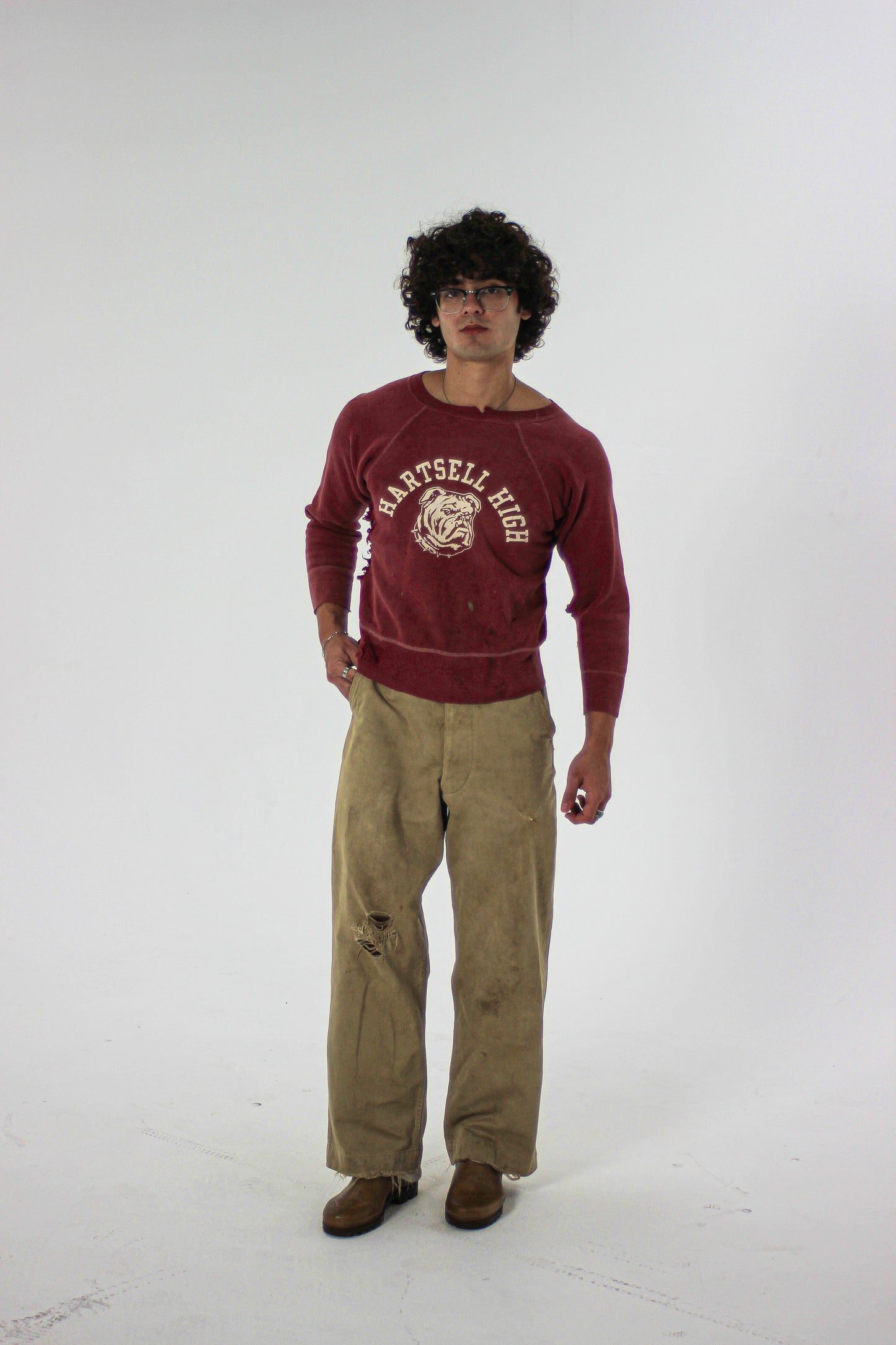 1950s Sun Faded Hartsell High Distressed Sweatshirt (S/M)