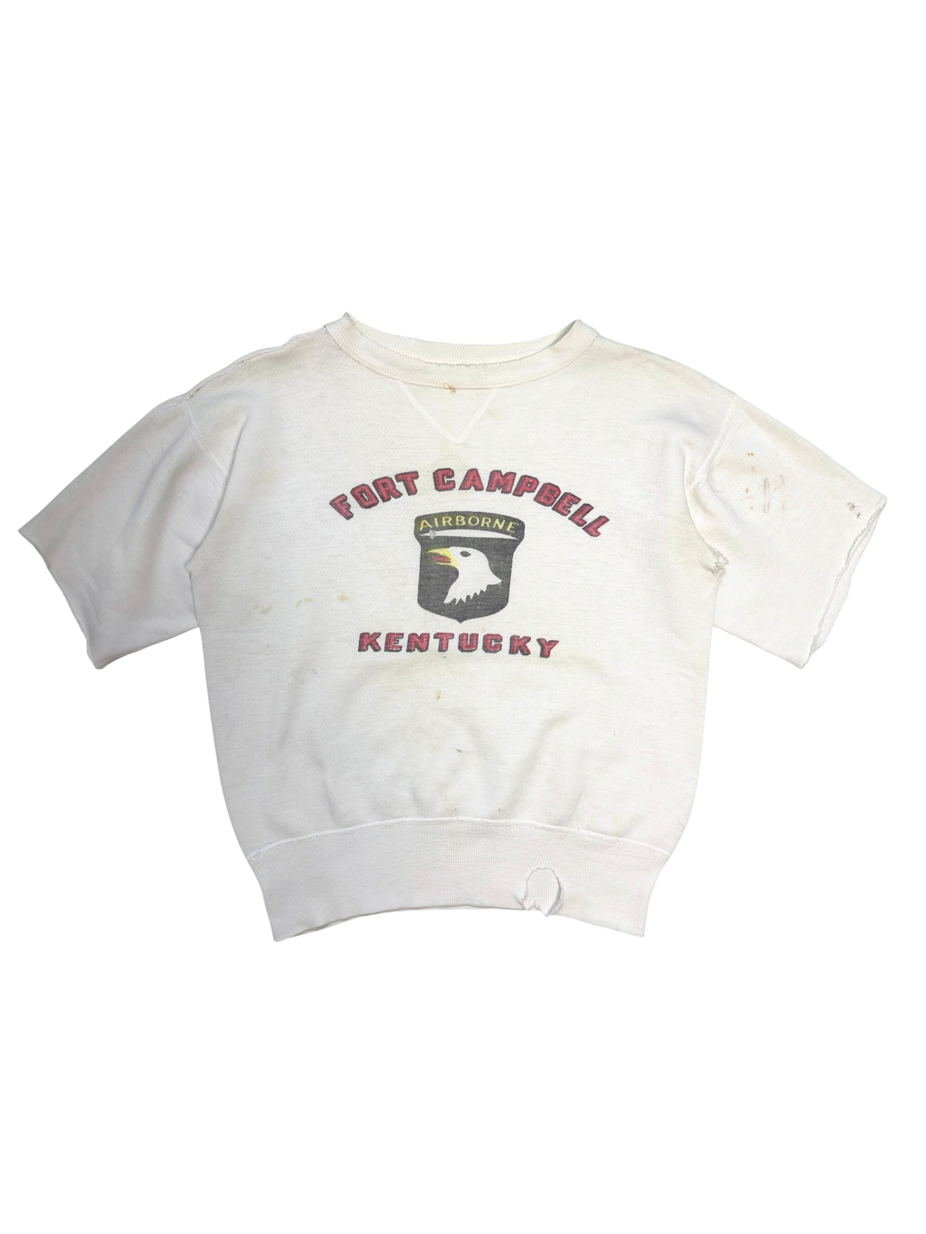 1950s ‘Fort Campbell’ Military Cut Off Sweatshirt (S/M)