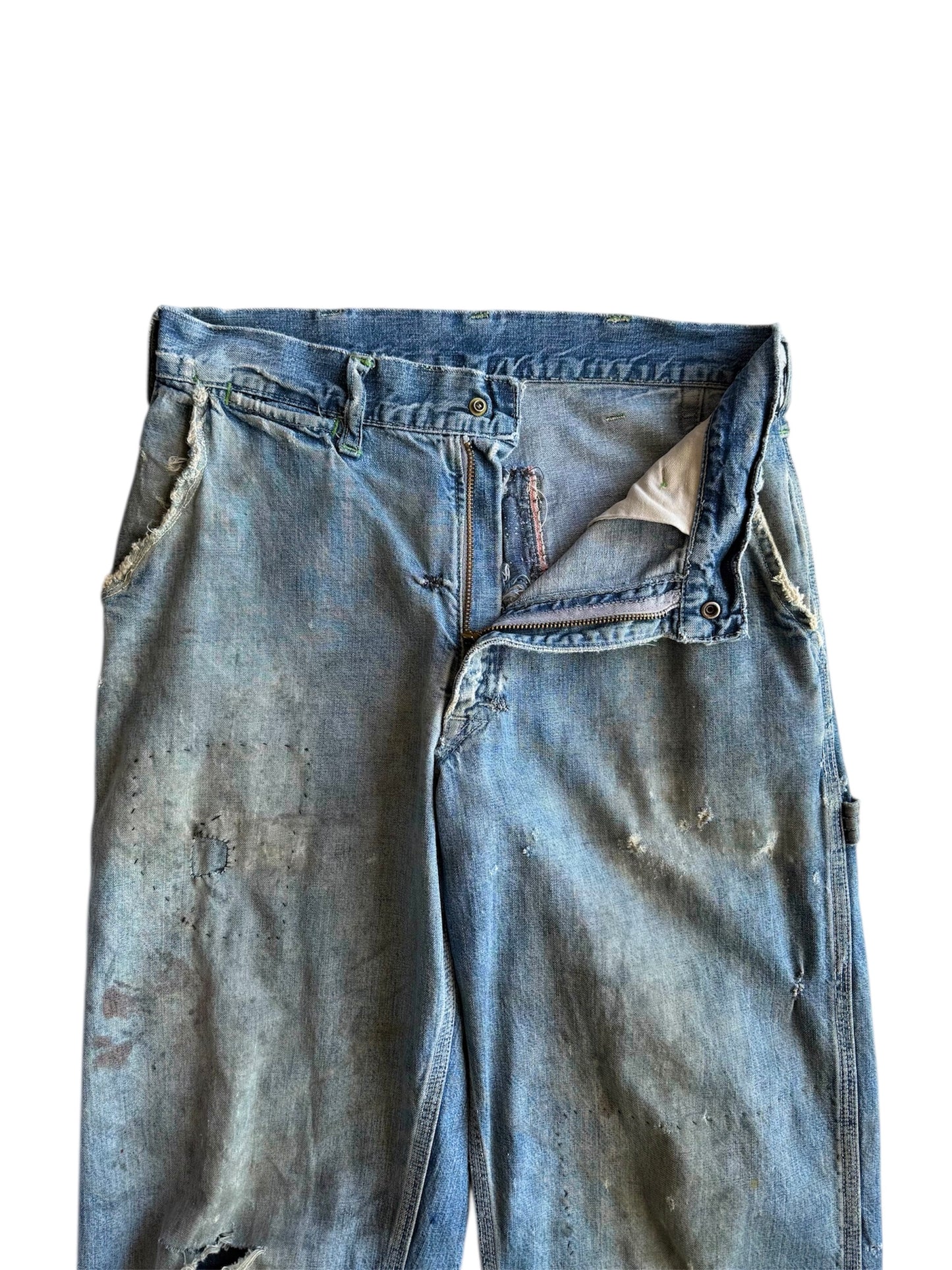 1950s Oshkosh Distressed ‘Mud’ Carpenter Jeans (30)