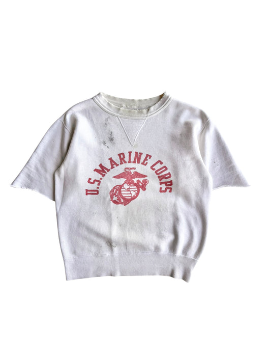 1950s ‘US Marine Corps’ Single V Stenciled Chopped Sweatshirt (S/M)
