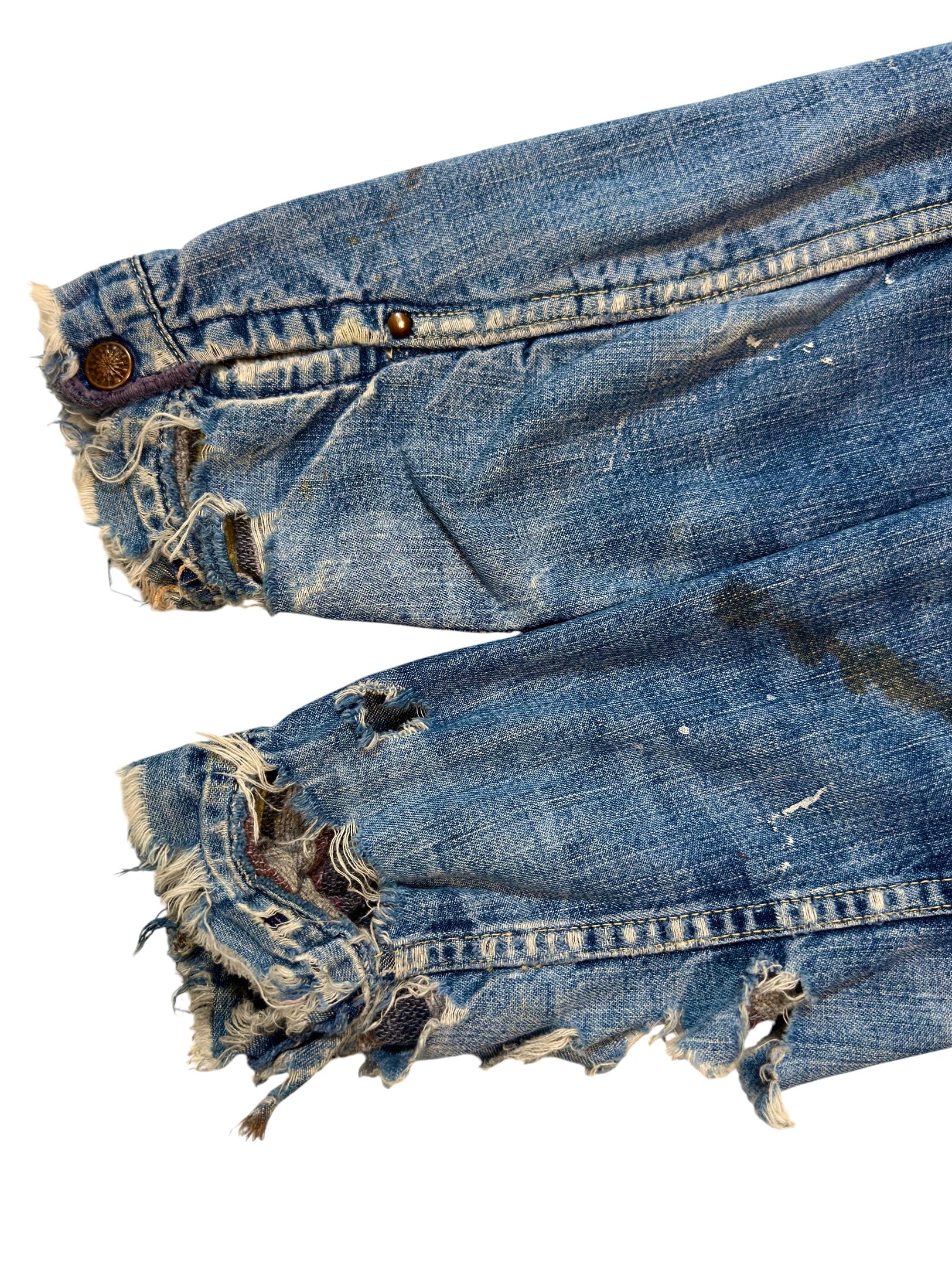 1950s Hercules Lined Sun Faded Distressed Denim Jacket (S/M)