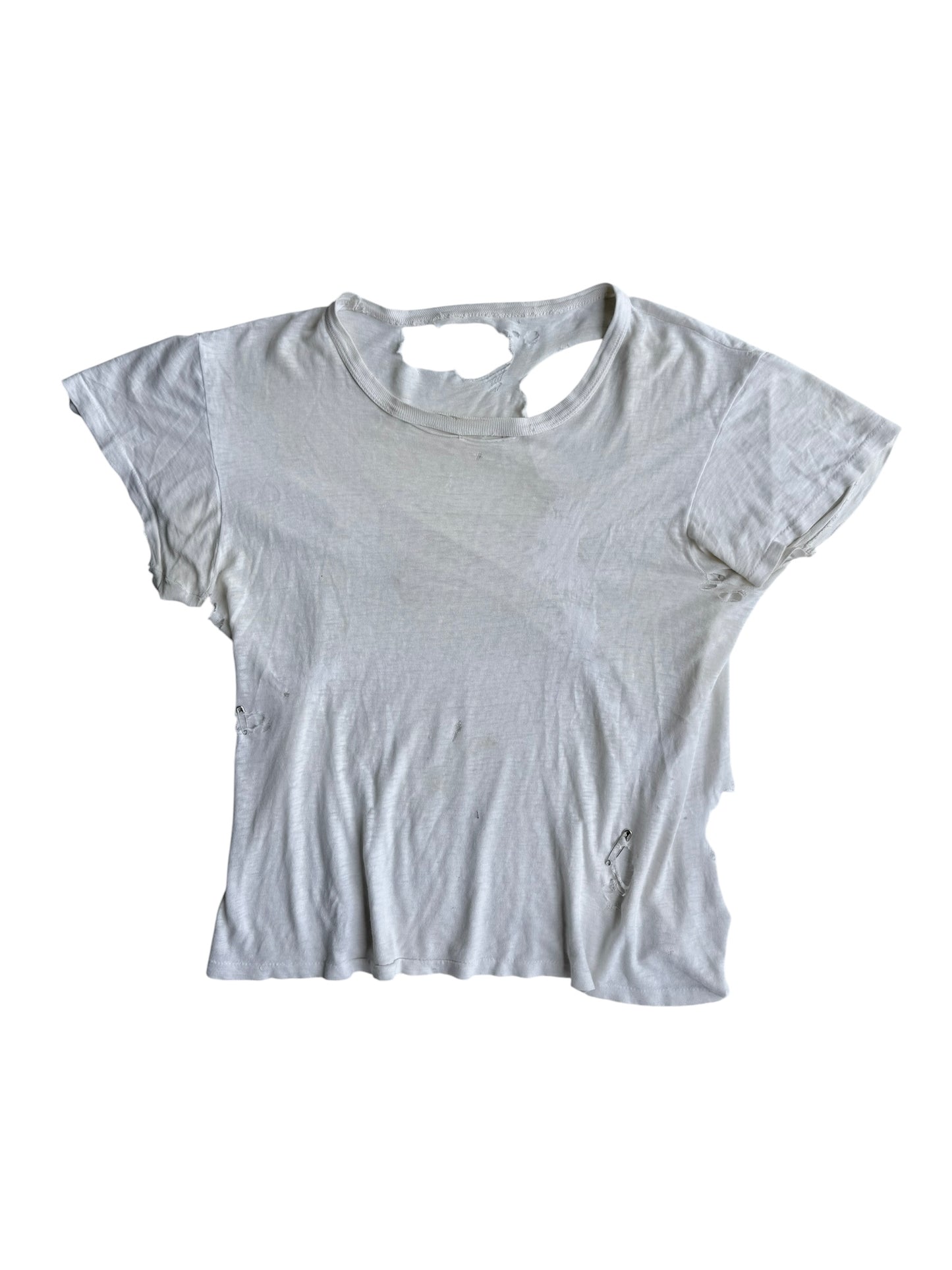 1940s Perfectly Distressed White Tee (S/M)