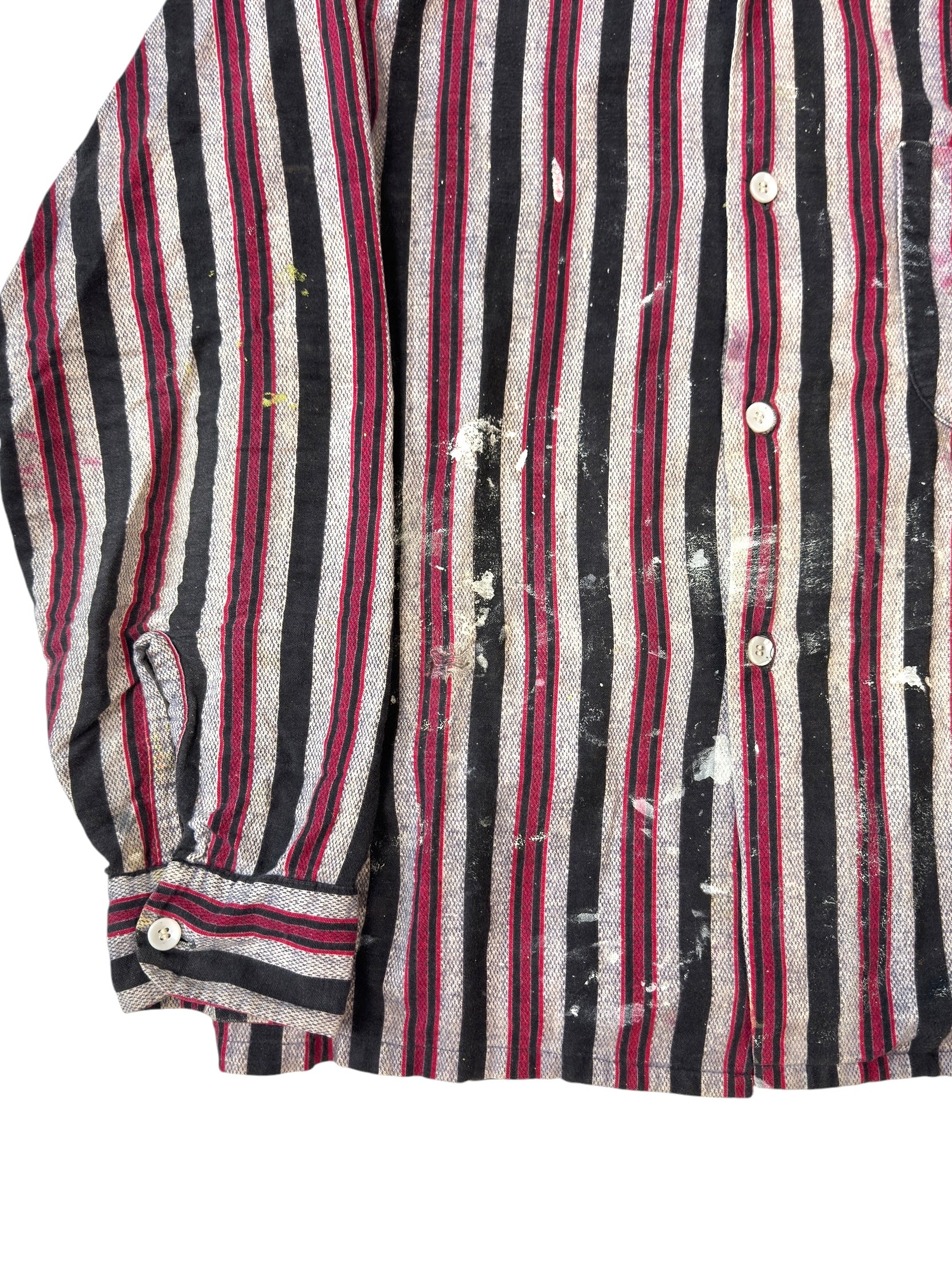 1960s Splatter Paint Striped Cotton Flannel (M/L)