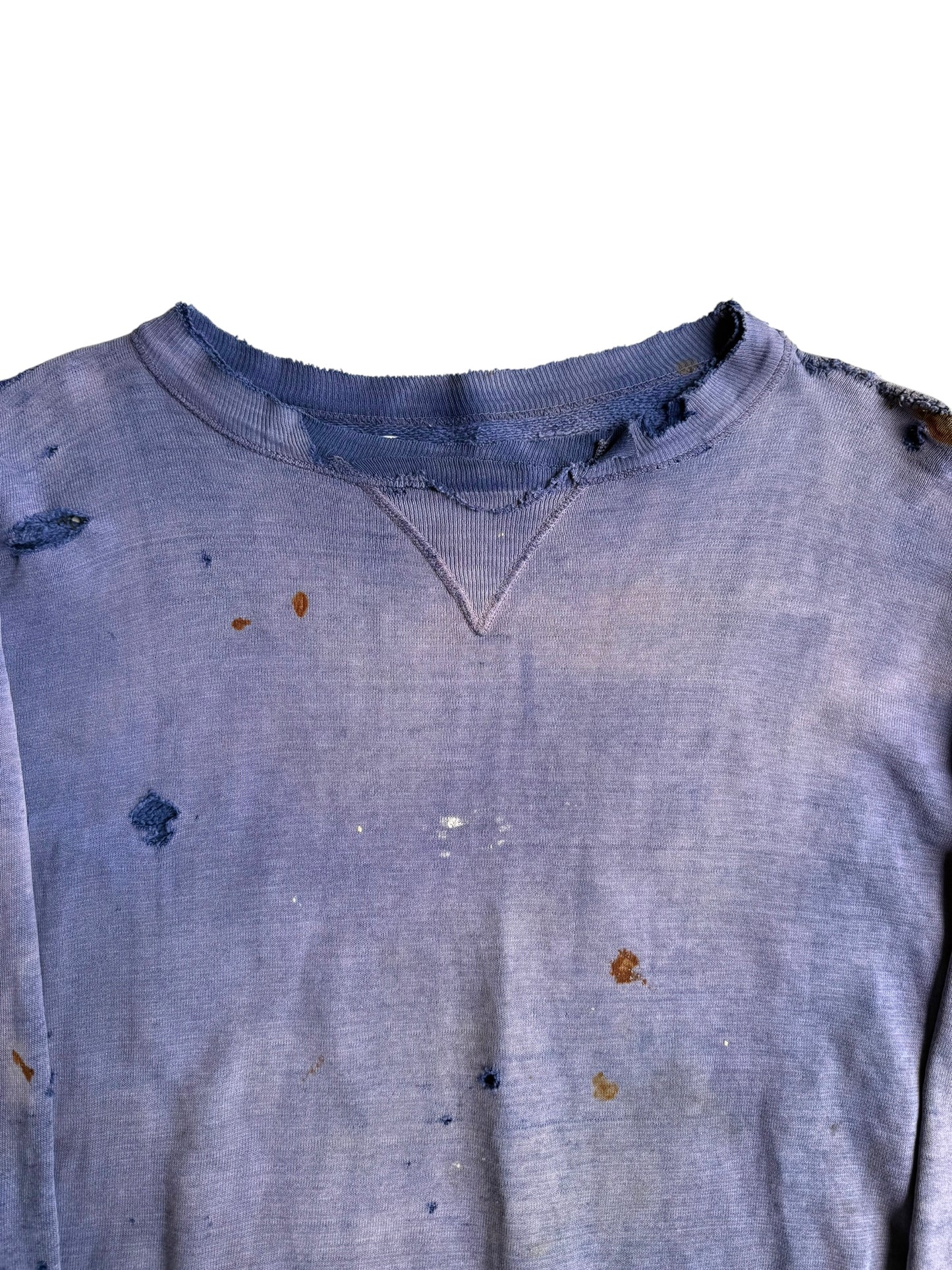 1940s Perfectly Sun Faded and Distressed Single V Sweatshirt (XL)