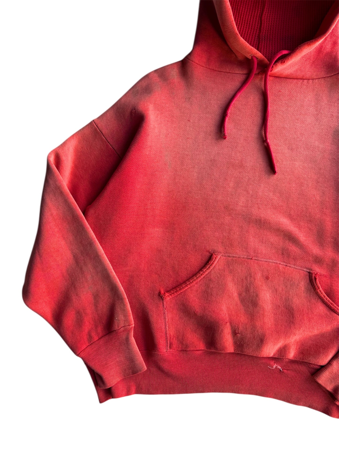 1950s Sun Faded Cherry Red Thermal Hoodie (M/L)