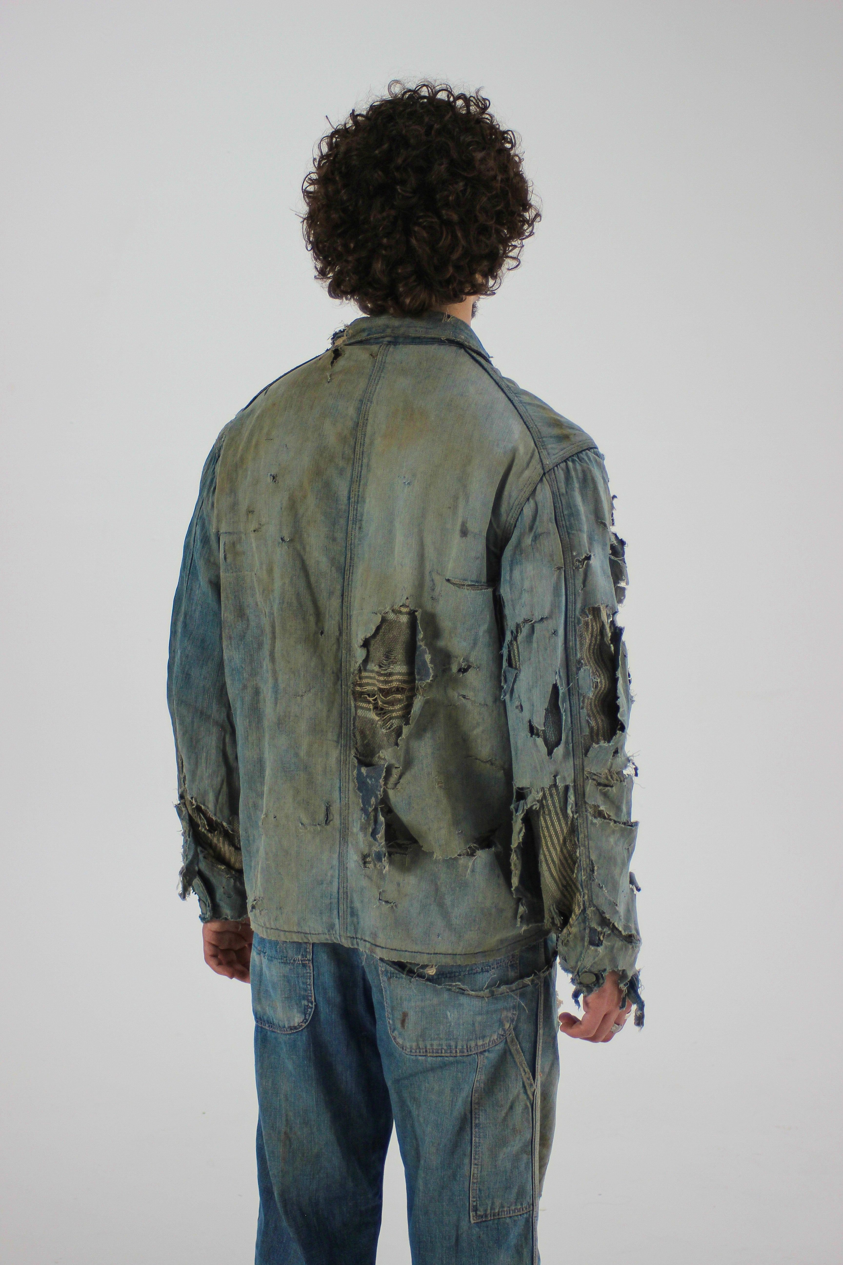1930s Distressed Denim Chore Jacket (M/L)