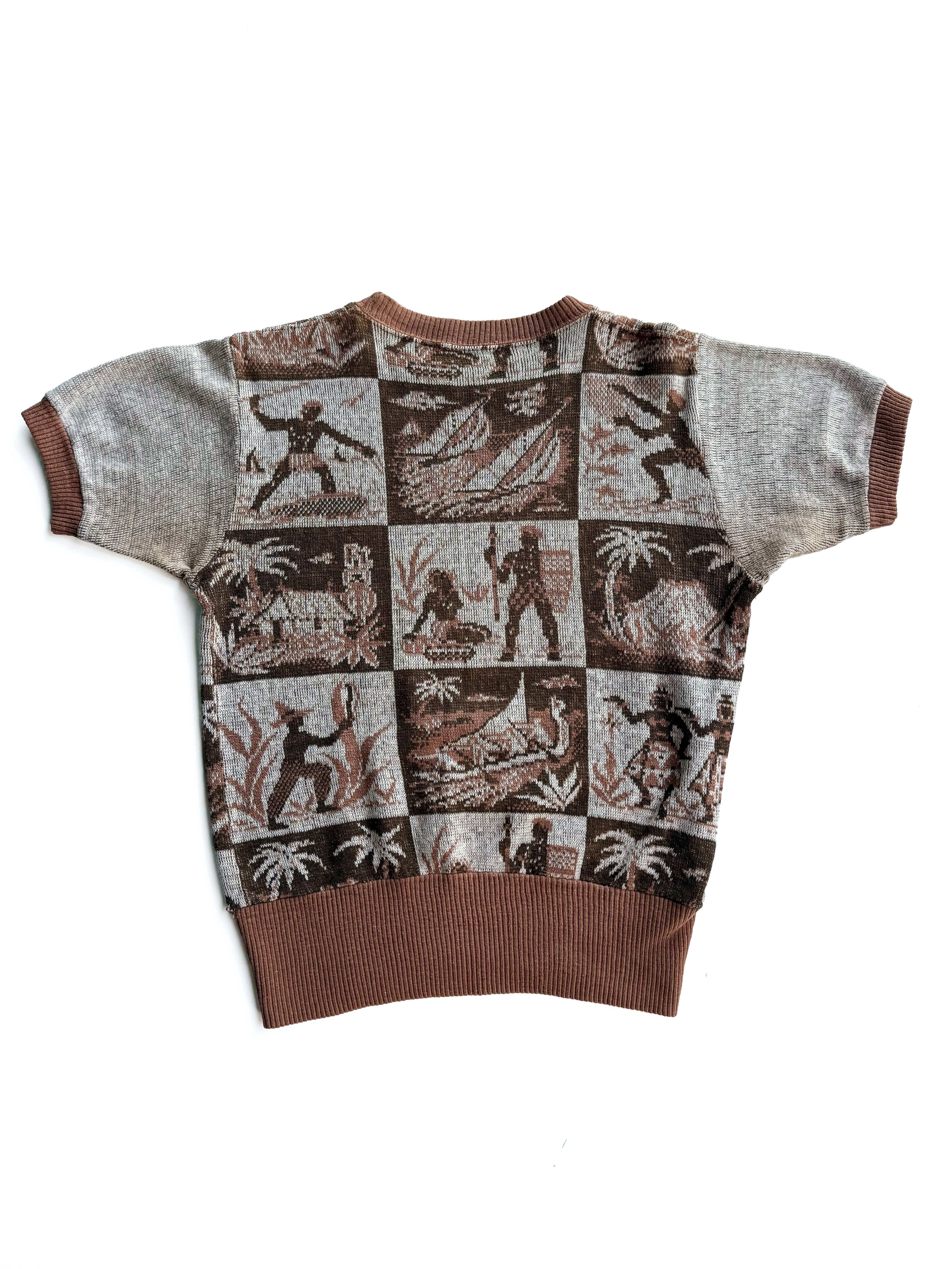 1940s Novelty Cotton Short Sleeve Sweatshirt (S/M)