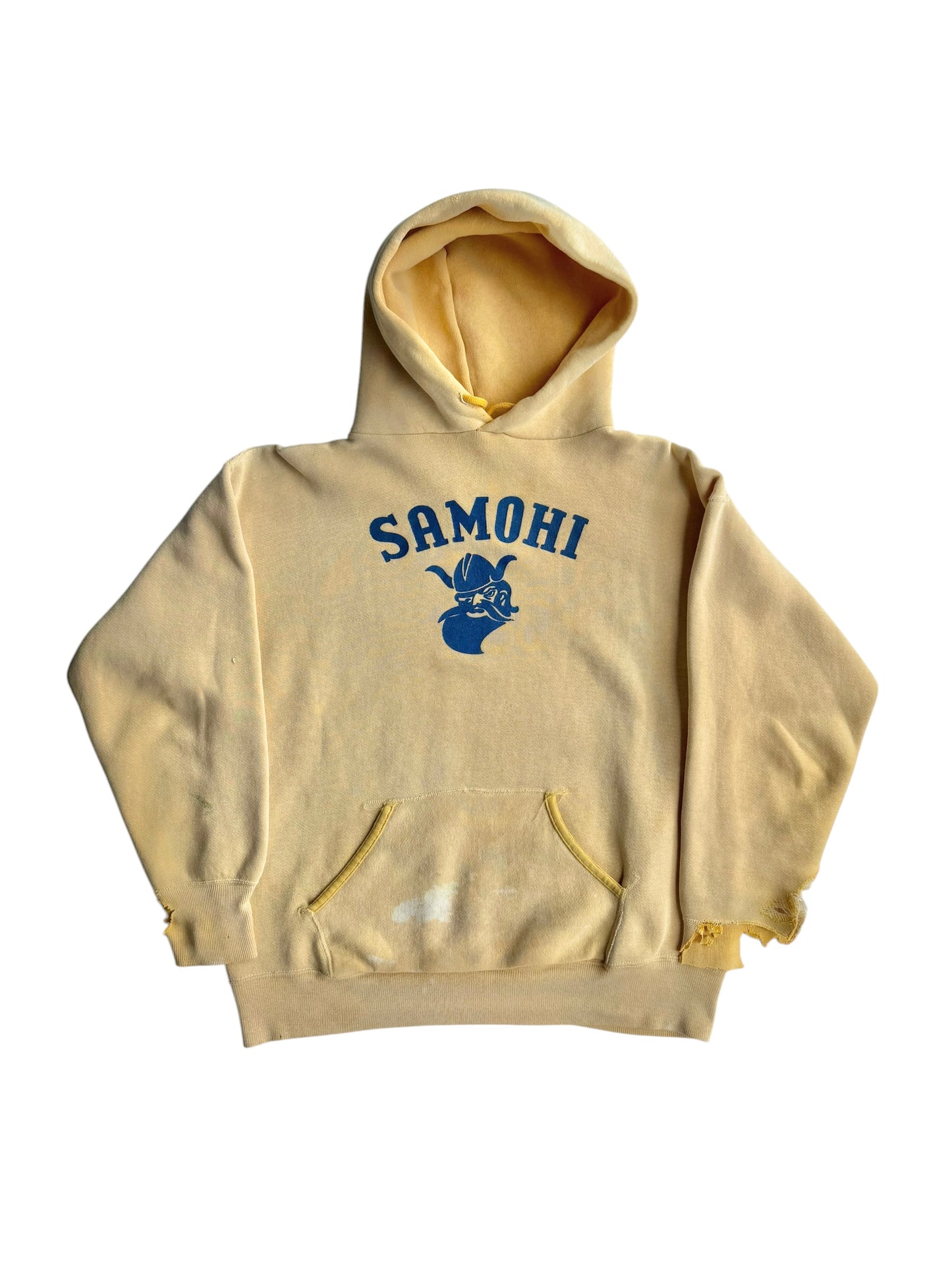 1960s Sun Faded Yellow ‘Samohi’ Distressed Hoodie (S/M)