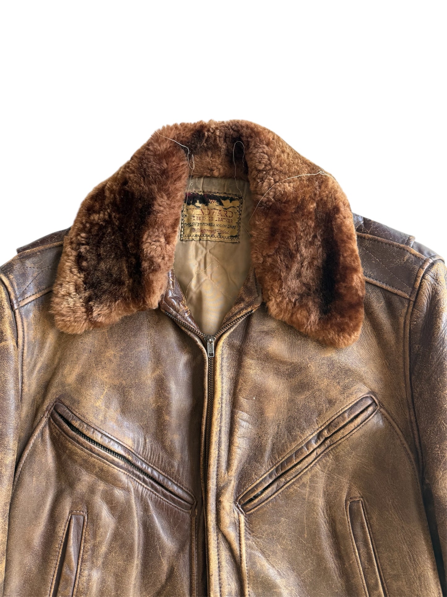 1950s Montgomery Ward Fur Leather Flight Jacket (M/L)