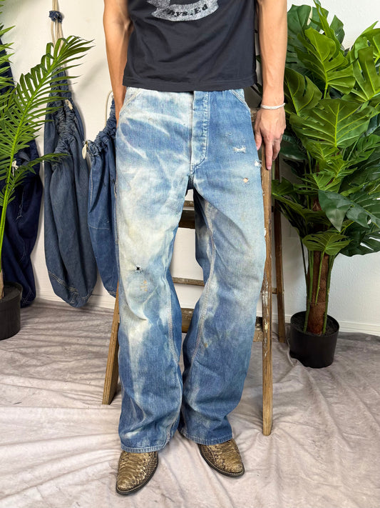 1940s Sanforized Donut Button Sun Faded Denim Jeans (32)
