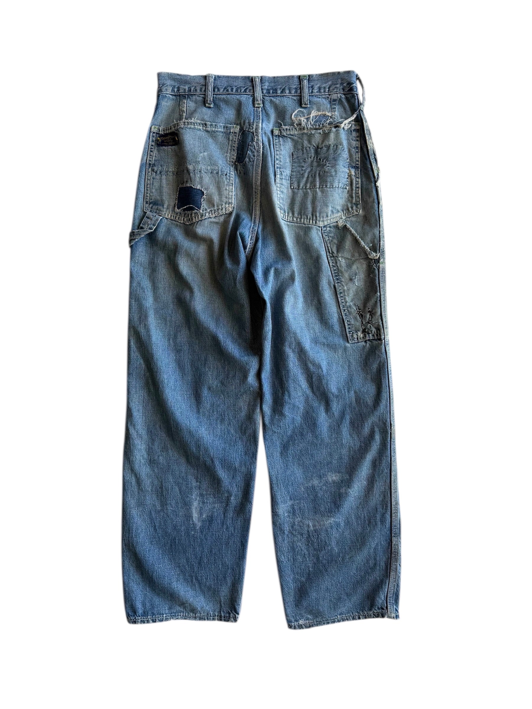 1950s Oshkosh Distressed ‘Mud’ Carpenter Jeans (30)