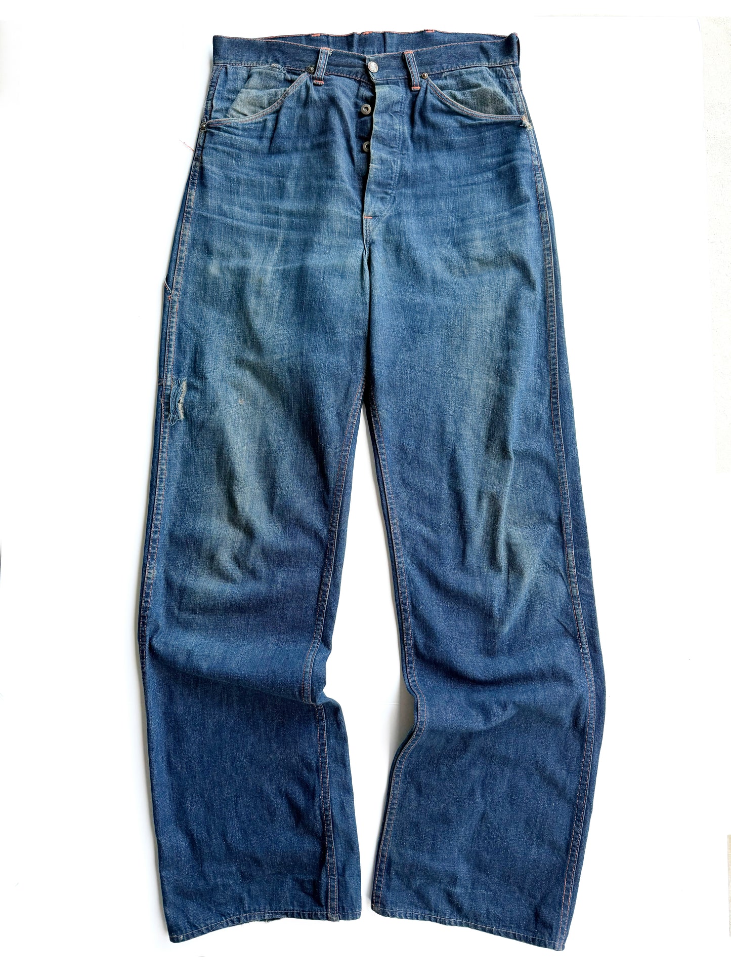 1940s/1950s ‘Pioneer’ Donut Button Dark Denim Jeans (32)