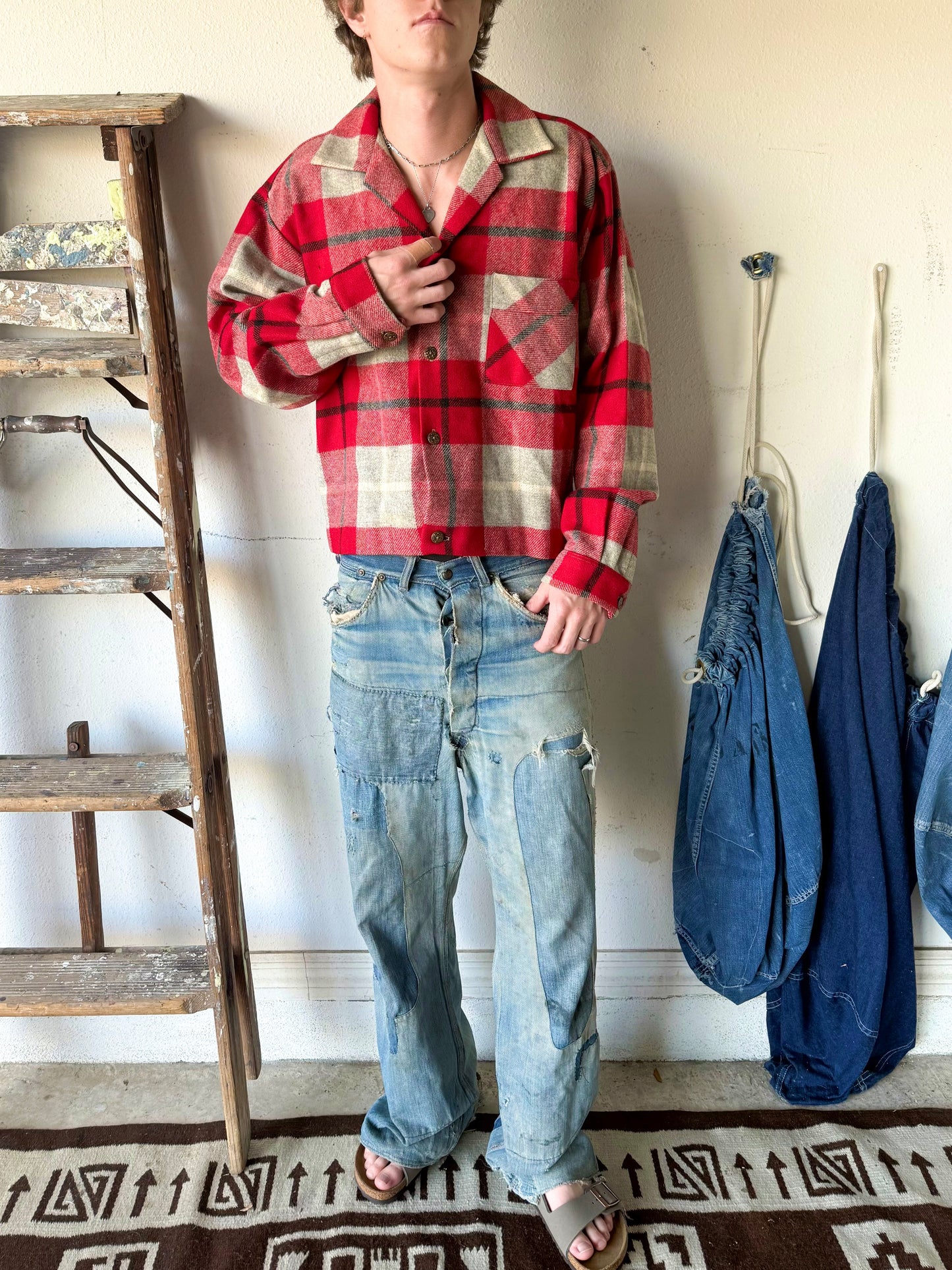 1950s ‘Dylan’ Virgin Wool Cropped Plaid Jacket (S/M)