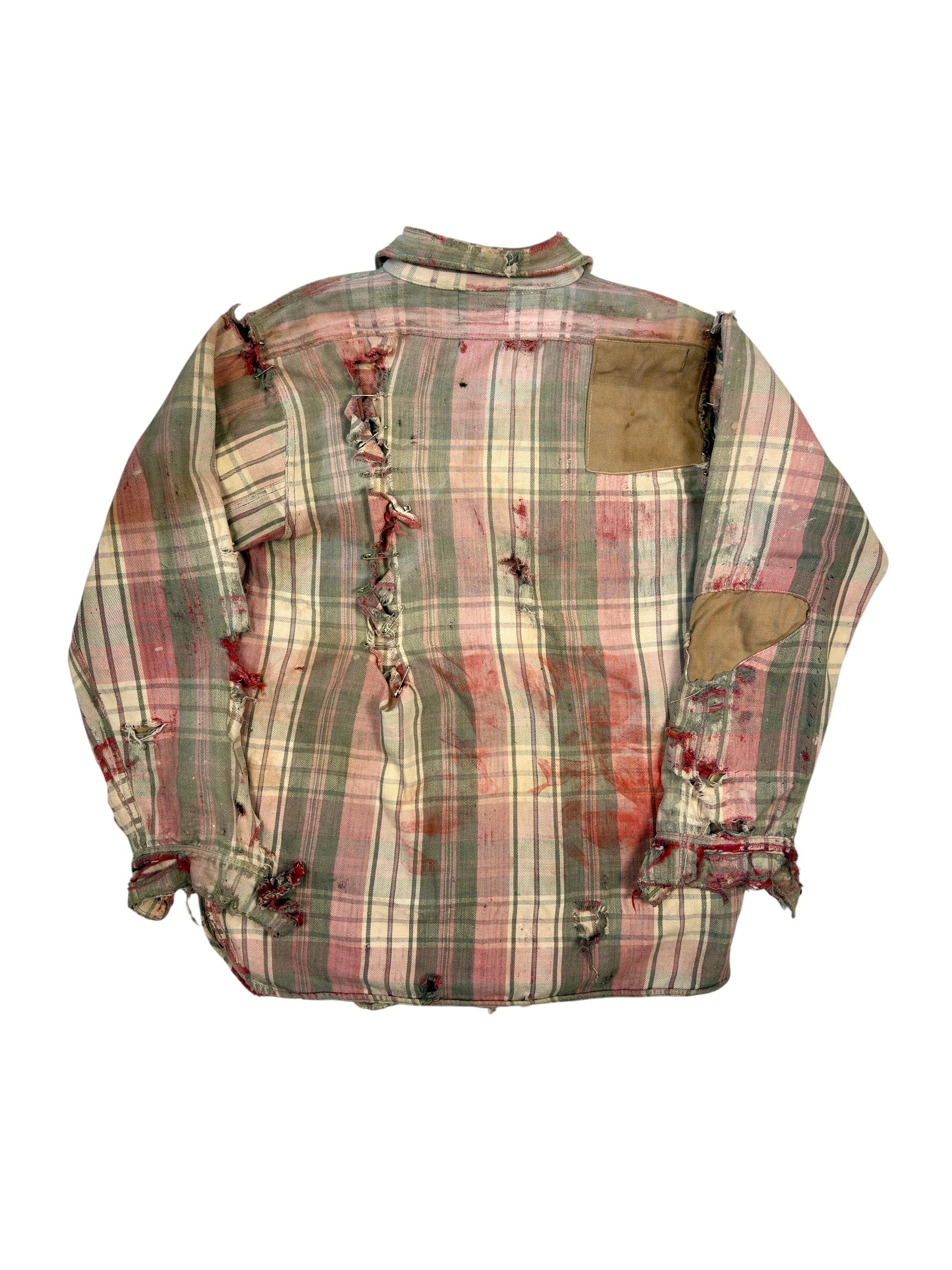 1930s Distressed Repaired Sun Faded Zombie Flannel (M/L)
