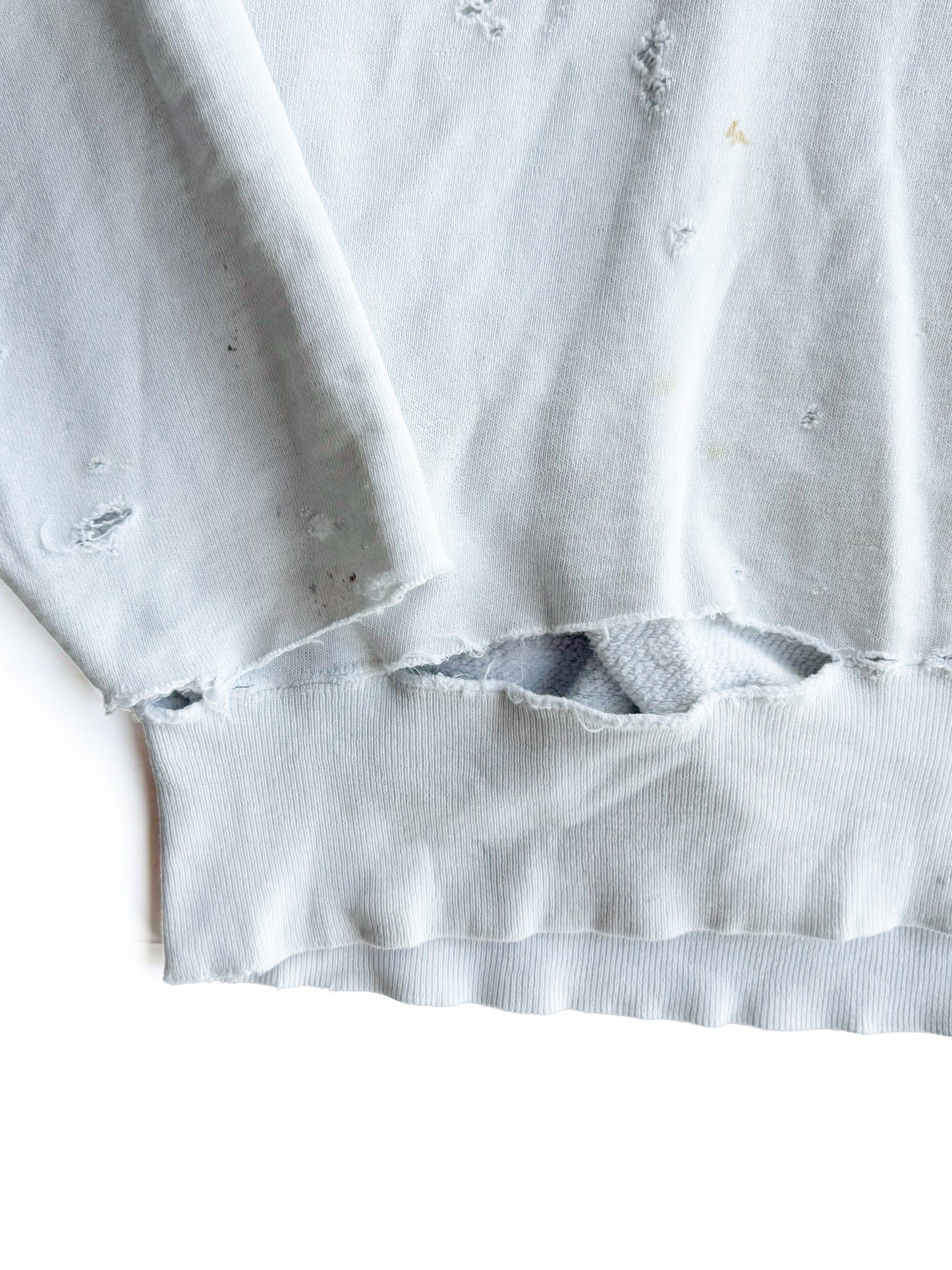 1950s ‘Chopper’ Distressed White Quarter Zip Sweatshirt (M/L)