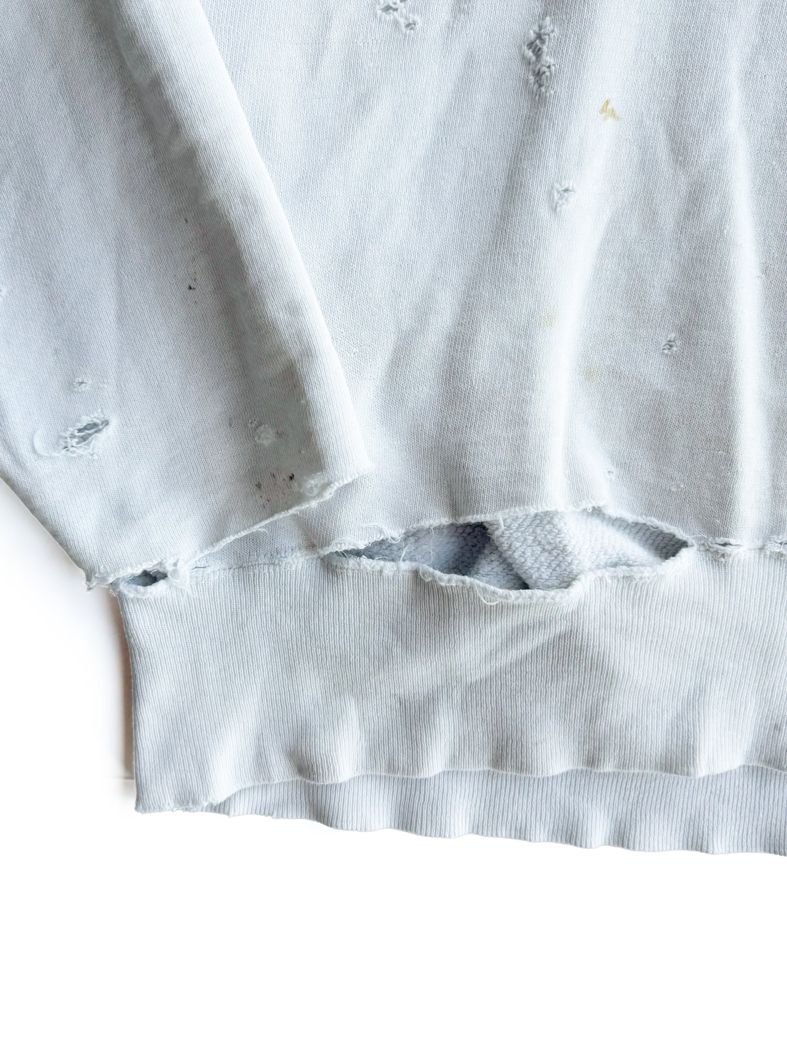 1950s ‘Chopper’ Distressed White Quarter Zip Sweatshirt (M/L)