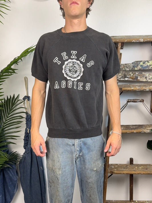 1960’s Black Texas Aggies Short Sleeve Sweatshirt (M/L)