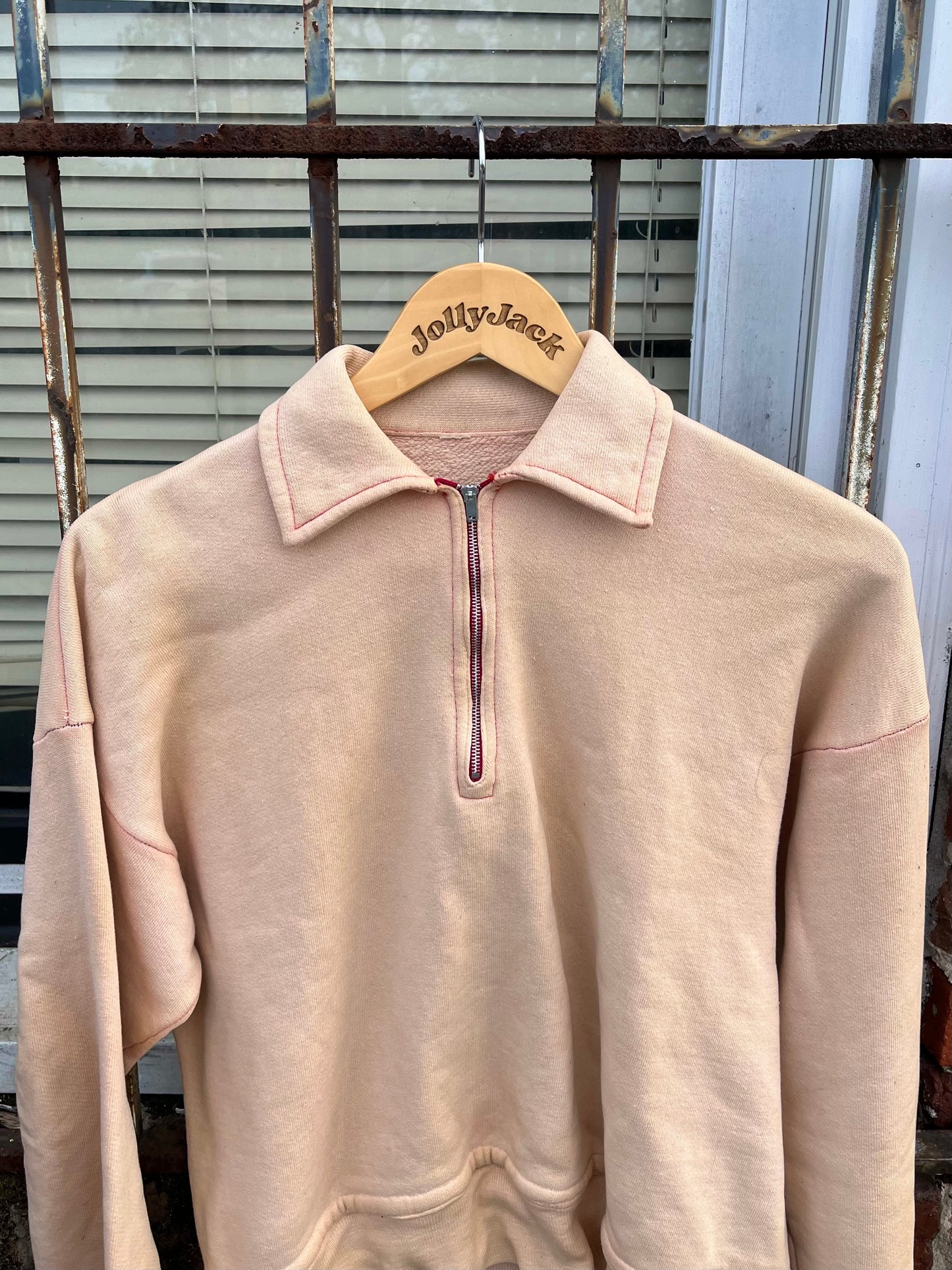 1950’s Faded Salmon Quarter Zip Sweatshirt (M/L)