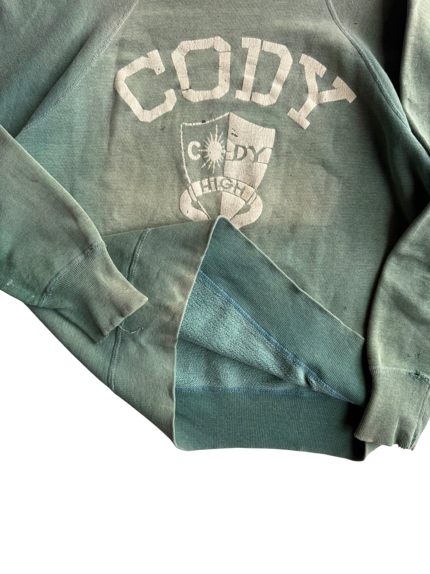 1950s ‘Cody’ Sun Faded Green Sweatshirt (M/L)