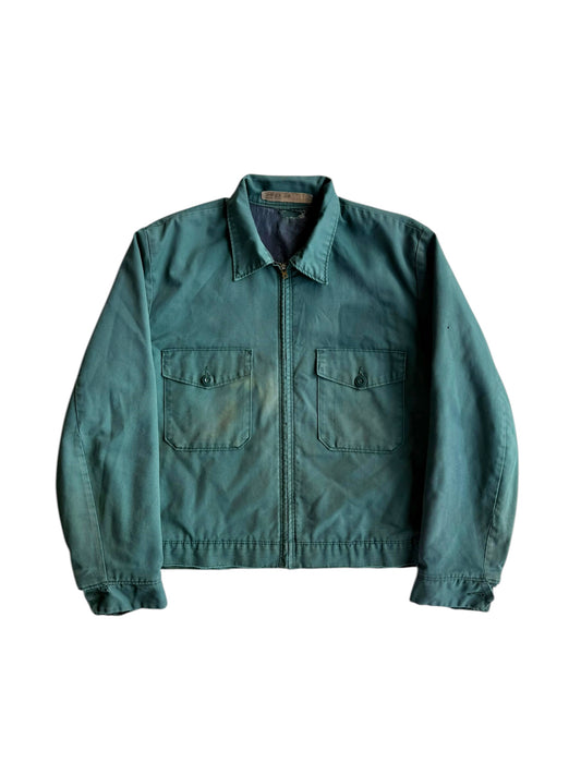 1950s Sun Faded Pine Green Work Jacket (S/M)