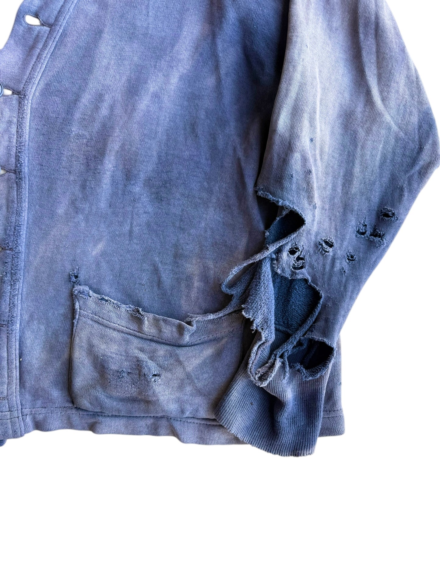1940s Sun Faded and Distressed Cotton Cardigan (M/L)