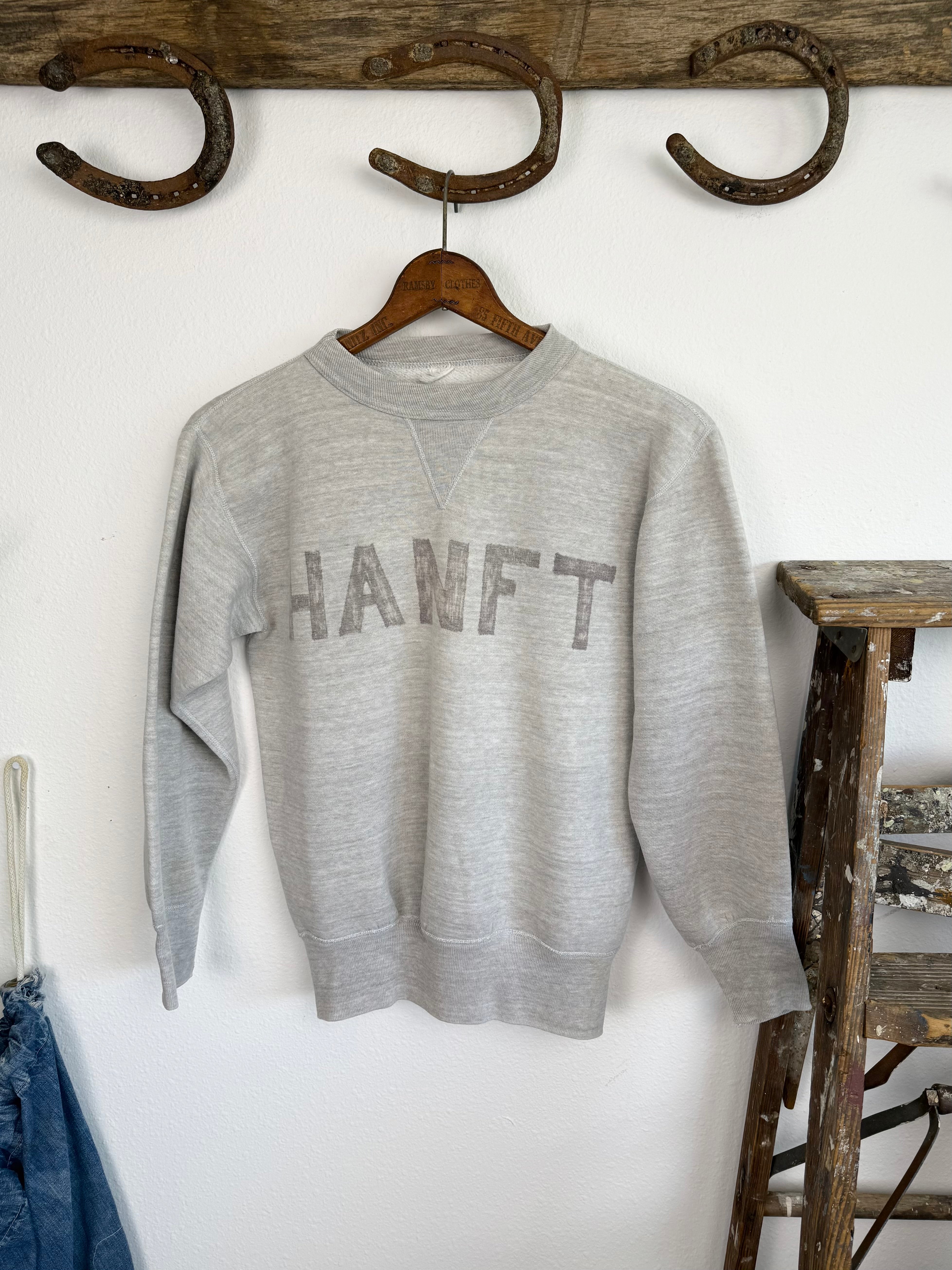 1950s Stenciled ‘Hanft’ Military Single V Sweatshirt (S/M)