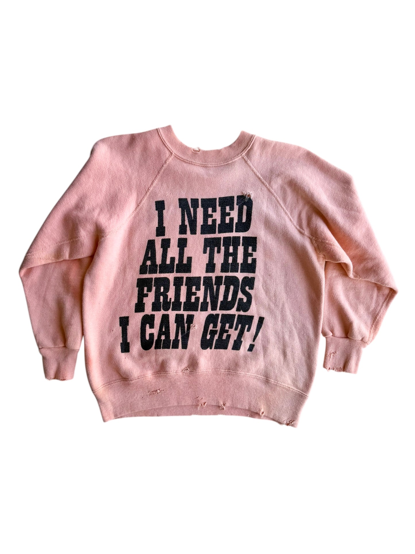 1960s Peanuts Charlie Brown Faded Pink Sweatshirt (S/M)