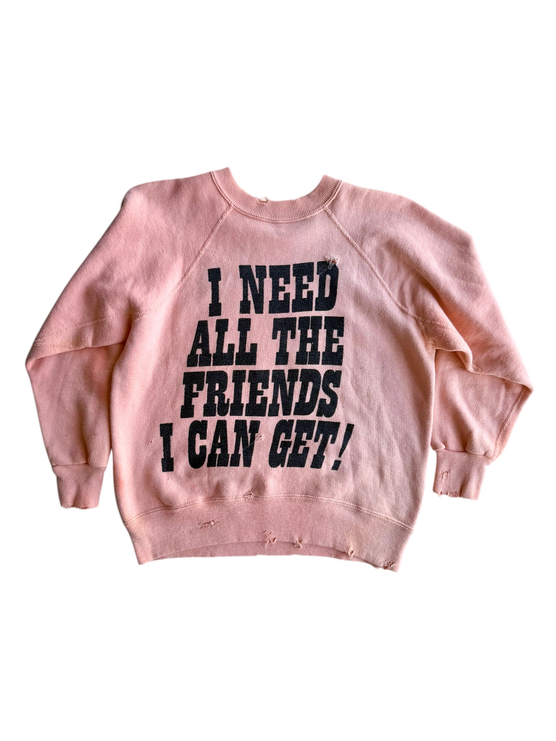1960s Peanuts Charlie Brown Faded Pink Sweatshirt (S/M)