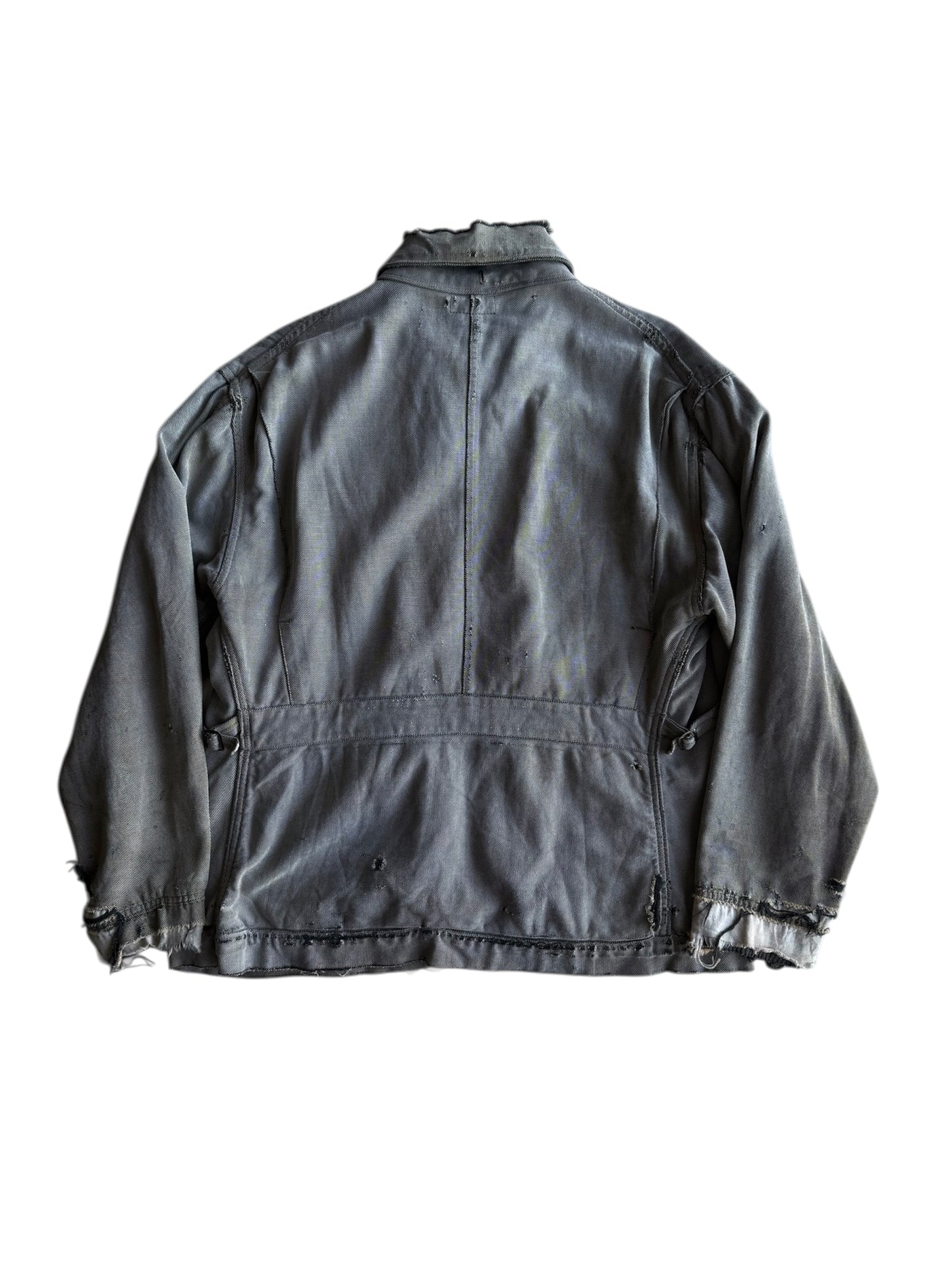 1940s Key Imperial Salt and Pepper Distressed Workwear Jacket (L)