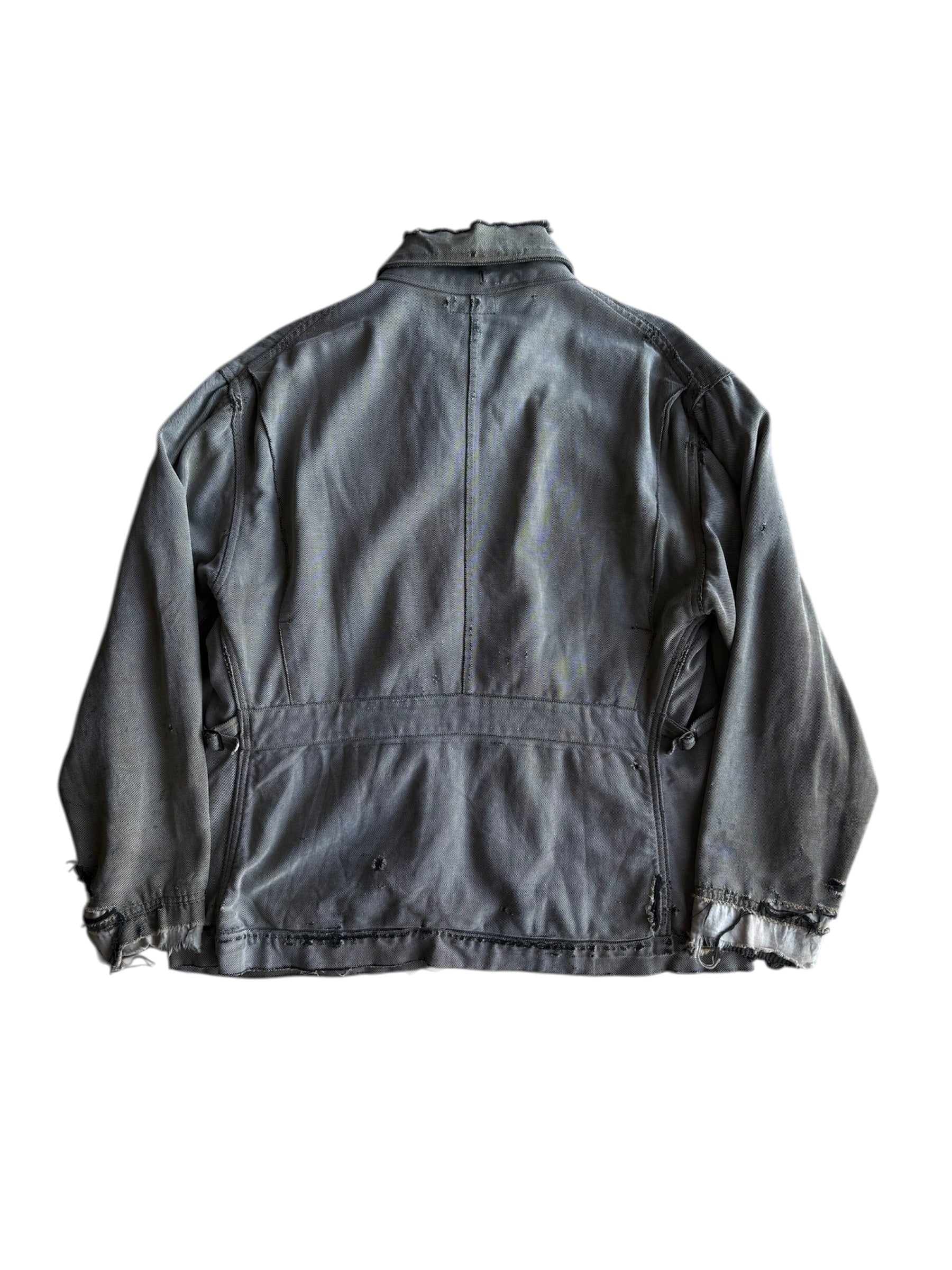 1940s Key Imperial Salt and Pepper Distressed Workwear Jacket (L)