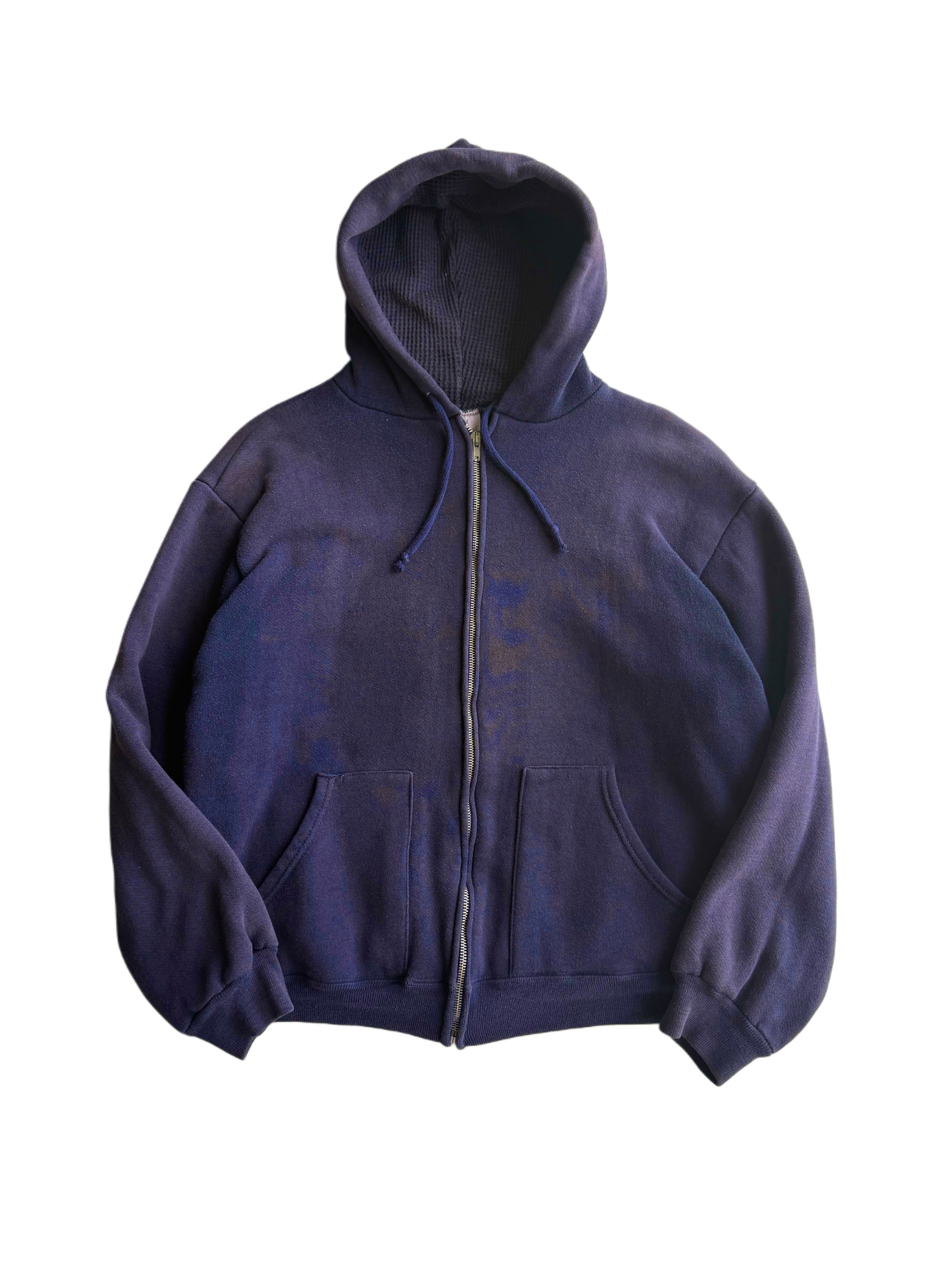 1960s Split Pocket Thermal Lined Sun Faded Zip Up Jacket (S/M)