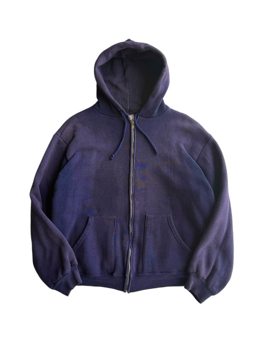 1960s Split Pocket Thermal Lined Sun Faded Zip Up Jacket (S/M)