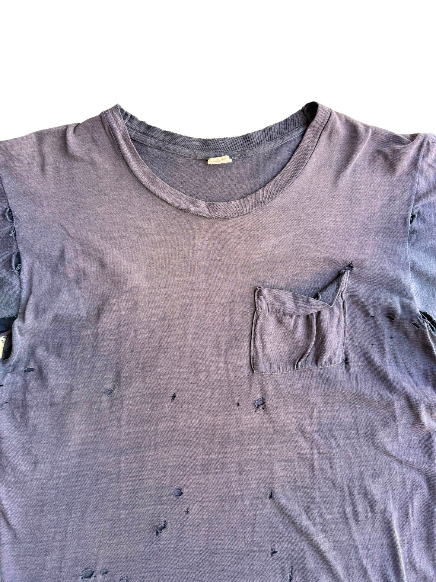 1950s Sun Faded & Thrashed Navy Pocket Tee (S/M)