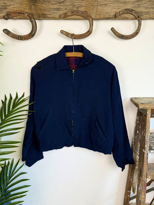 1940s Cropped Flannel Lined Jacket (S)