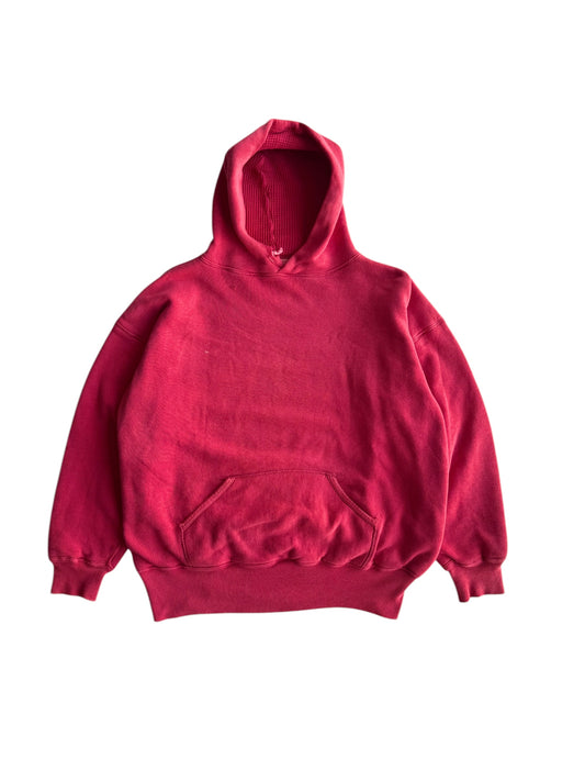 1950s ‘White Belly’ Thermal Lined Red Hoodie (XL)