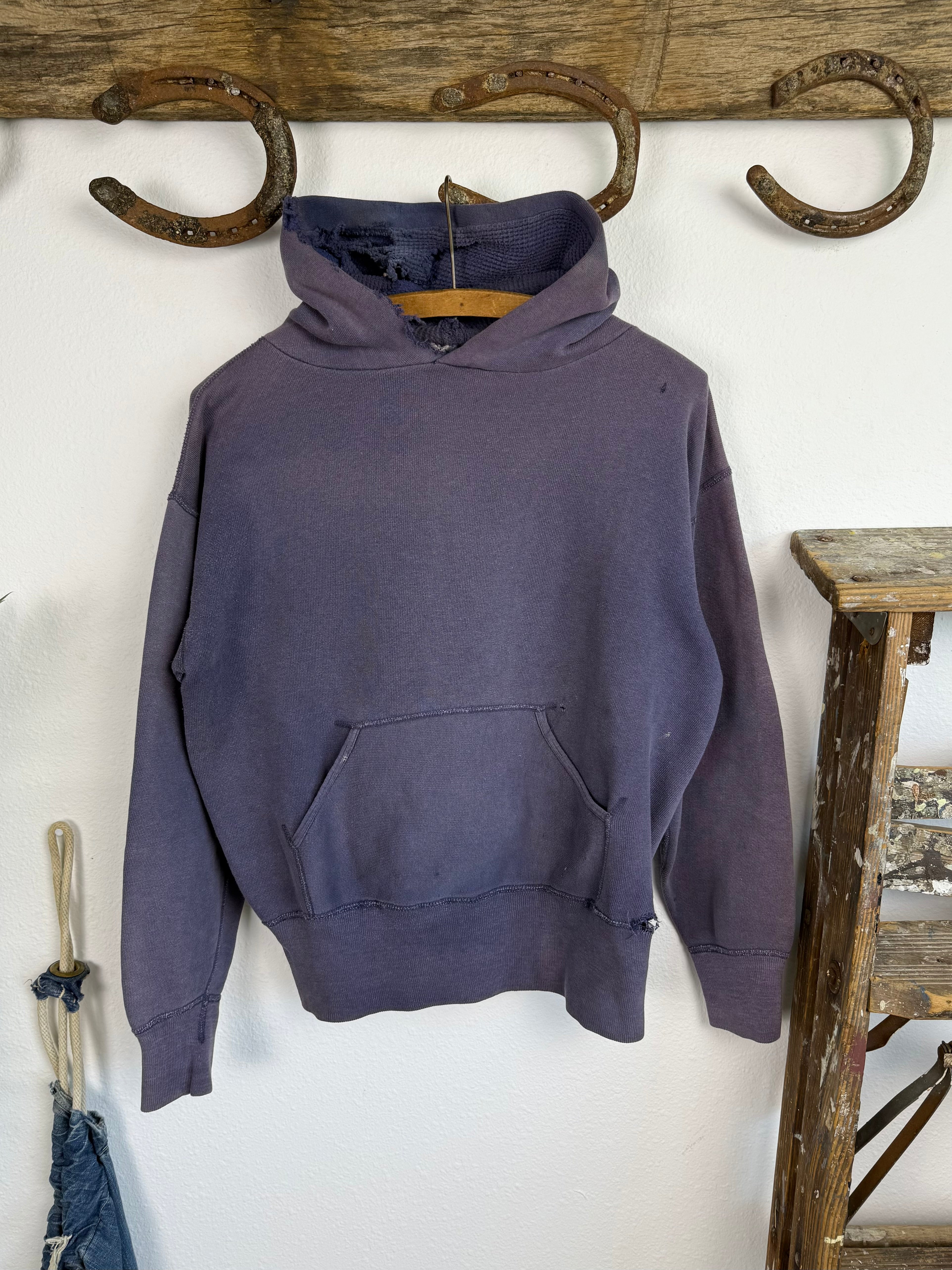 1950s Blueberry Faded Thermal Hood Hoodie (M)