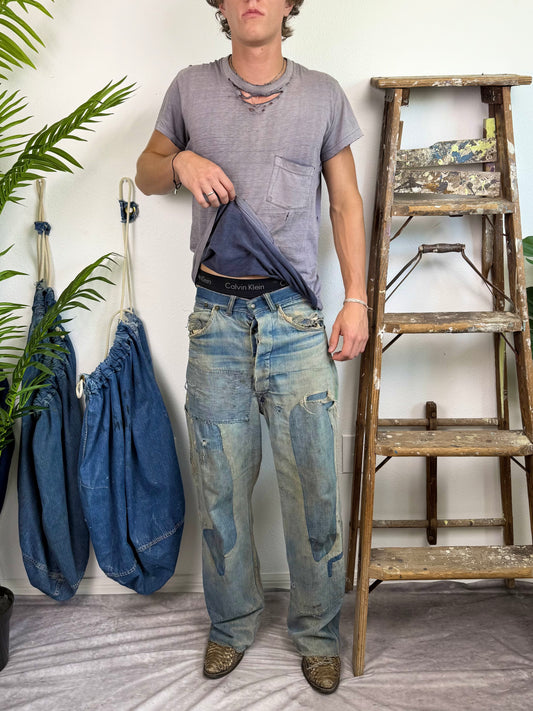 1960s Perfectly Sun Faded Navy Pocket Tee (M/L)
