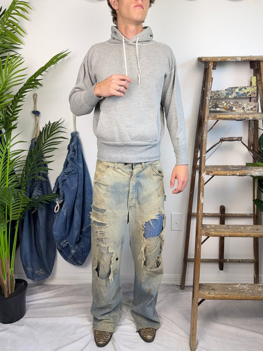 1950s Flagg Bodyguard Grey Two Tone Hoodie (S/M)
