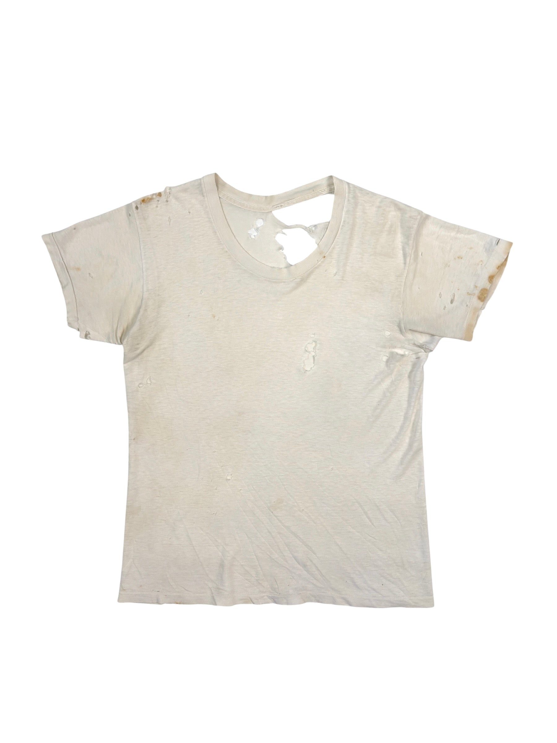 1950s Distressed Essential White Tee (S/M)