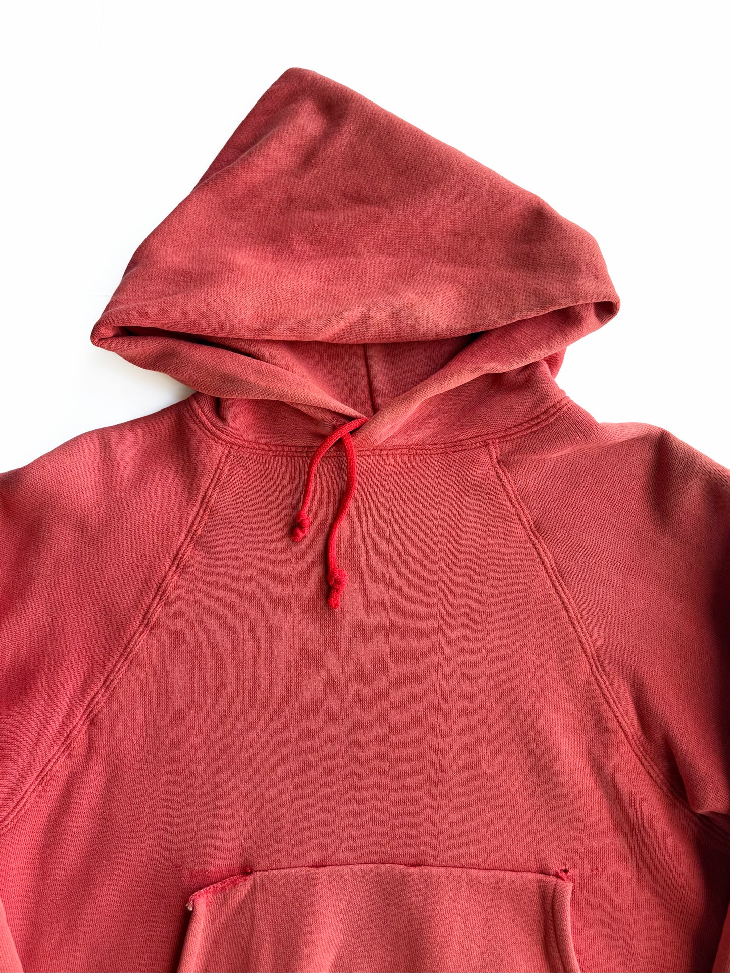 1950s Sun Faded Cherry Red Double Face Hoodie (S/M)
